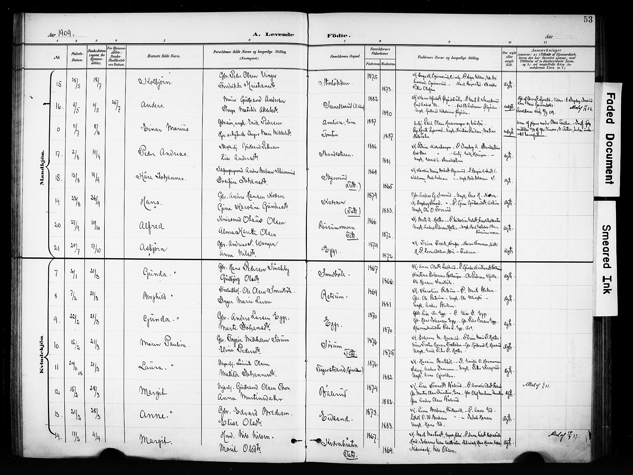 Brandbu prestekontor, AV/SAH-PREST-114/H/Ha/Haa/L0001: Parish register (official) no. 1, 1900-1912, p. 53