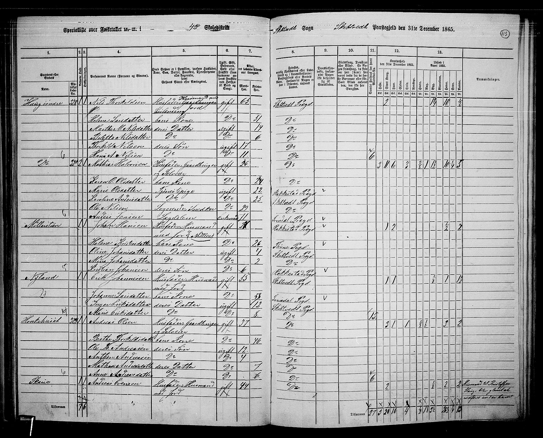 RA, 1865 census for Skiptvet, 1865, p. 103