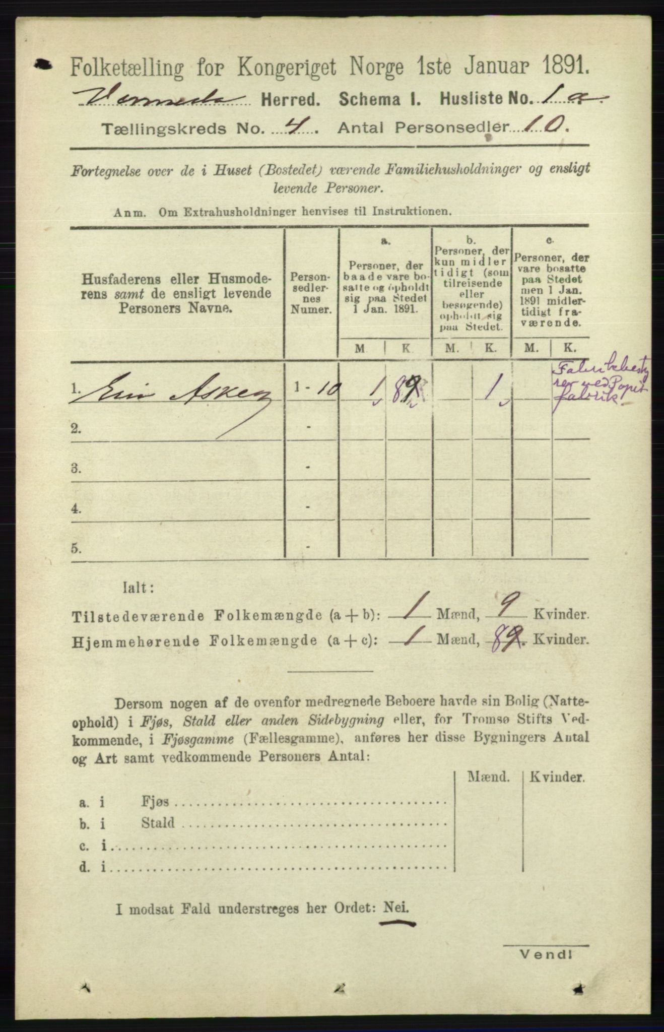 RA, 1891 census for 1014 Vennesla, 1891, p. 838