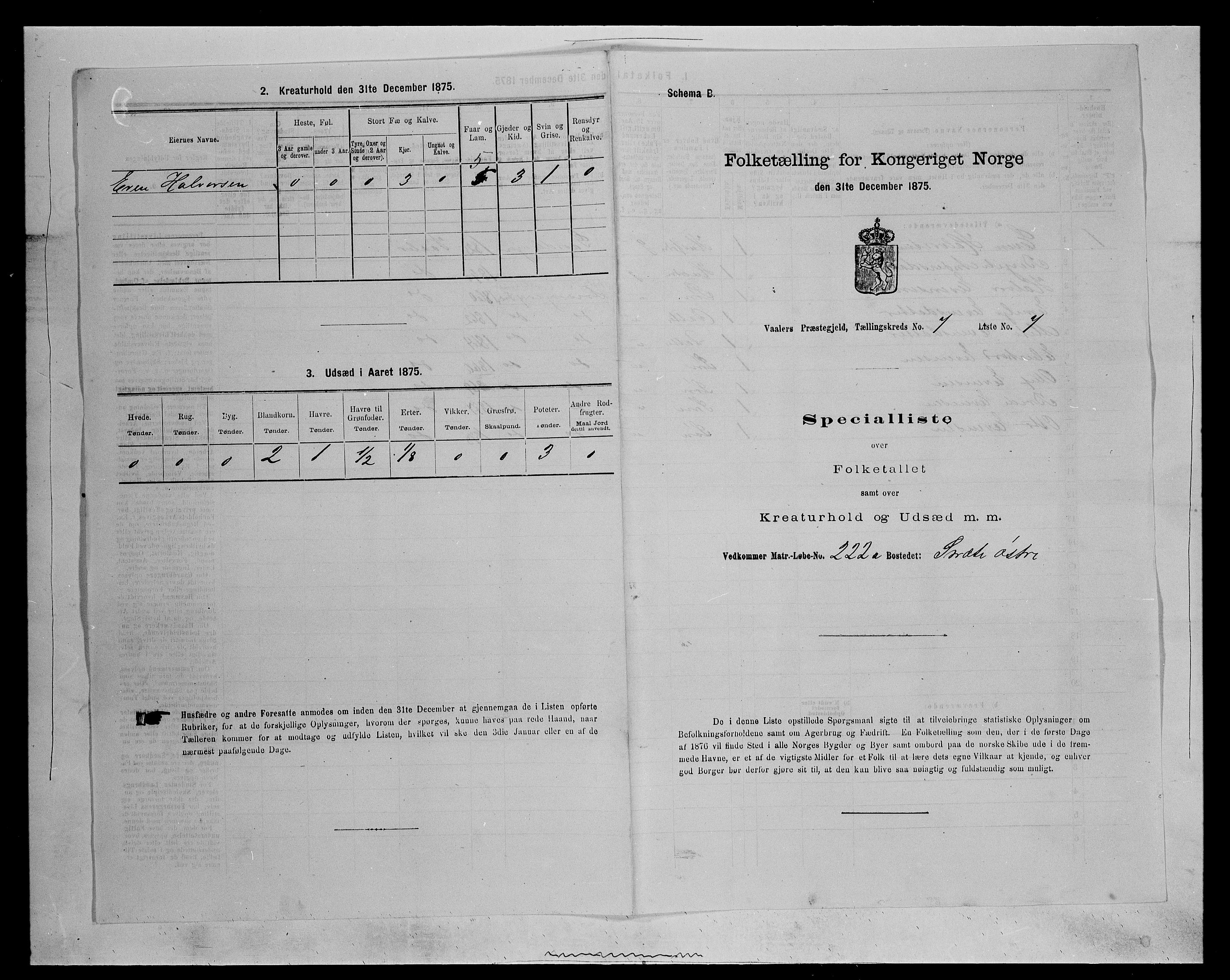 SAH, 1875 census for 0426P Våler parish (Hedmark), 1875, p. 892