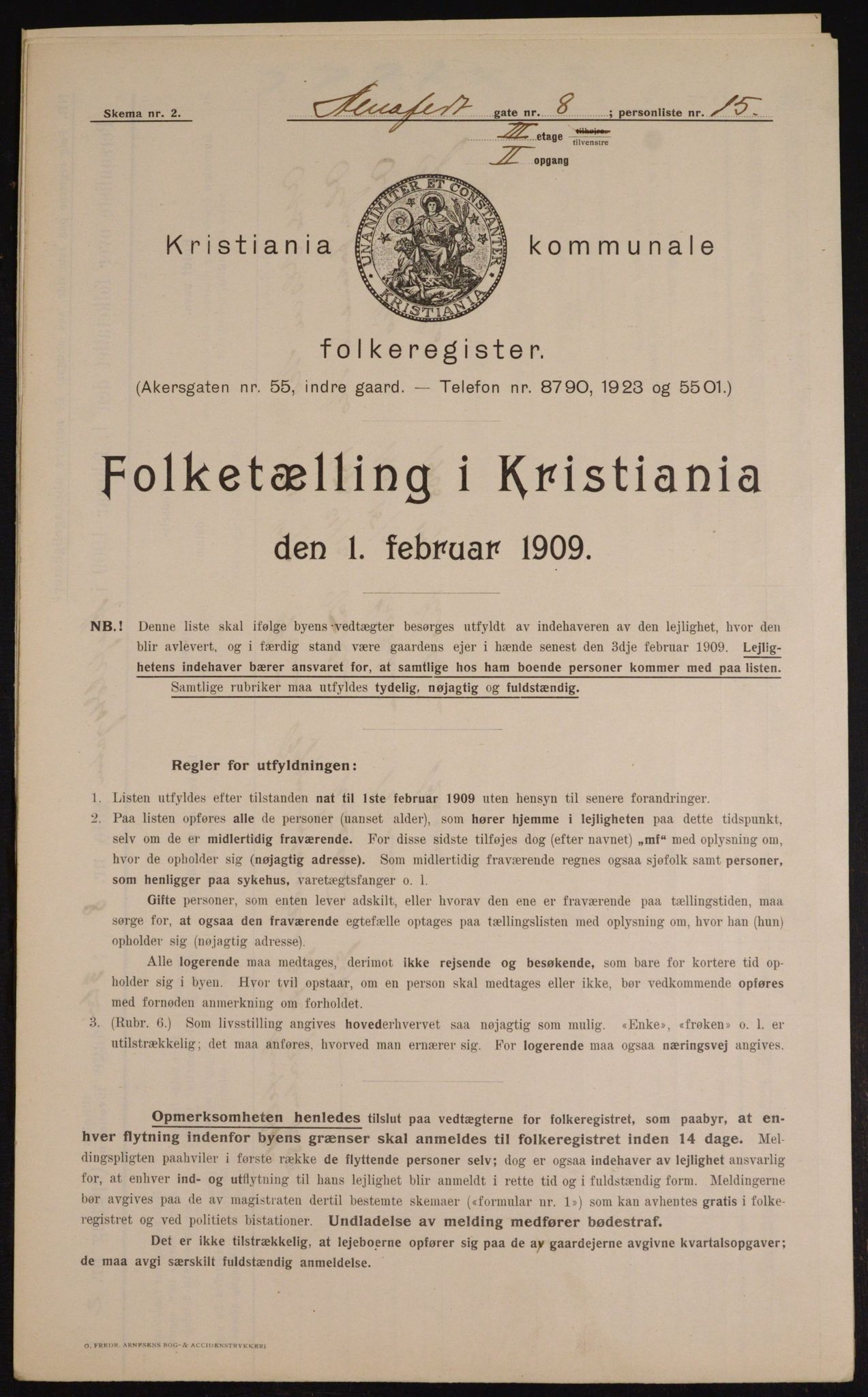 OBA, Municipal Census 1909 for Kristiania, 1909, p. 1146