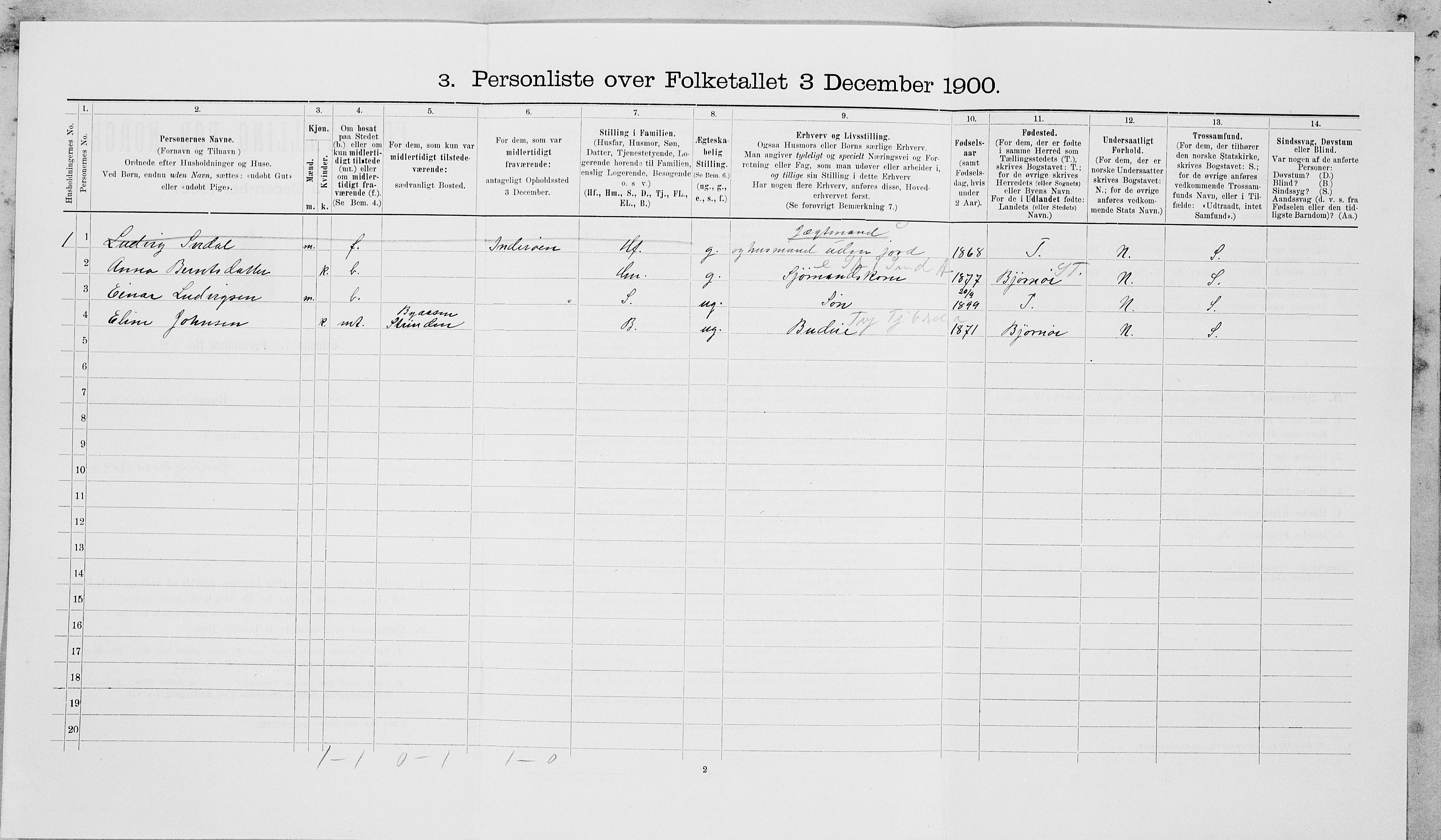 SAT, 1900 census for Leksvik, 1900, p. 269