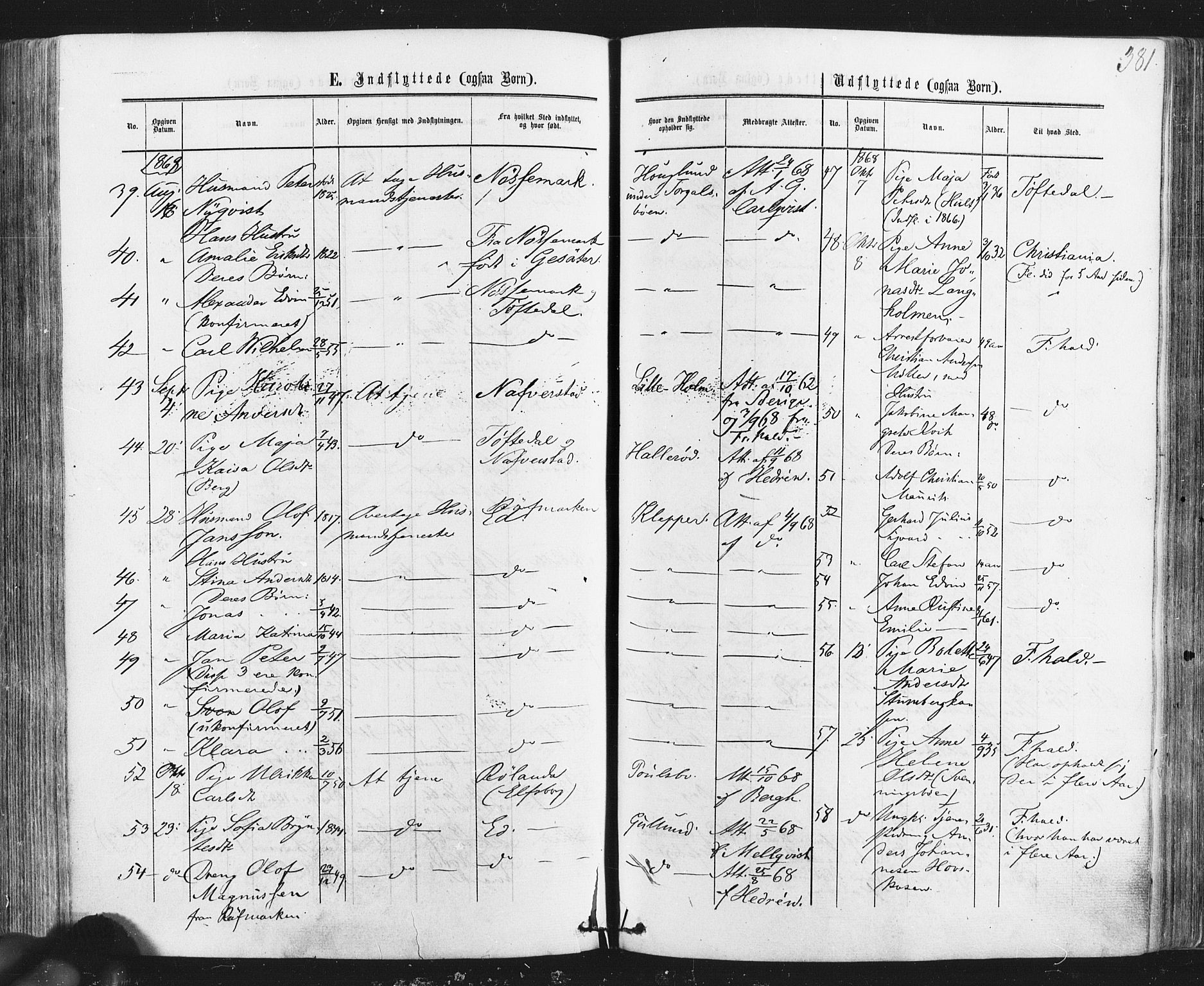 Idd prestekontor Kirkebøker, SAO/A-10911/F/Fc/L0005: Parish register (official) no. III 5, 1861-1877, p. 381