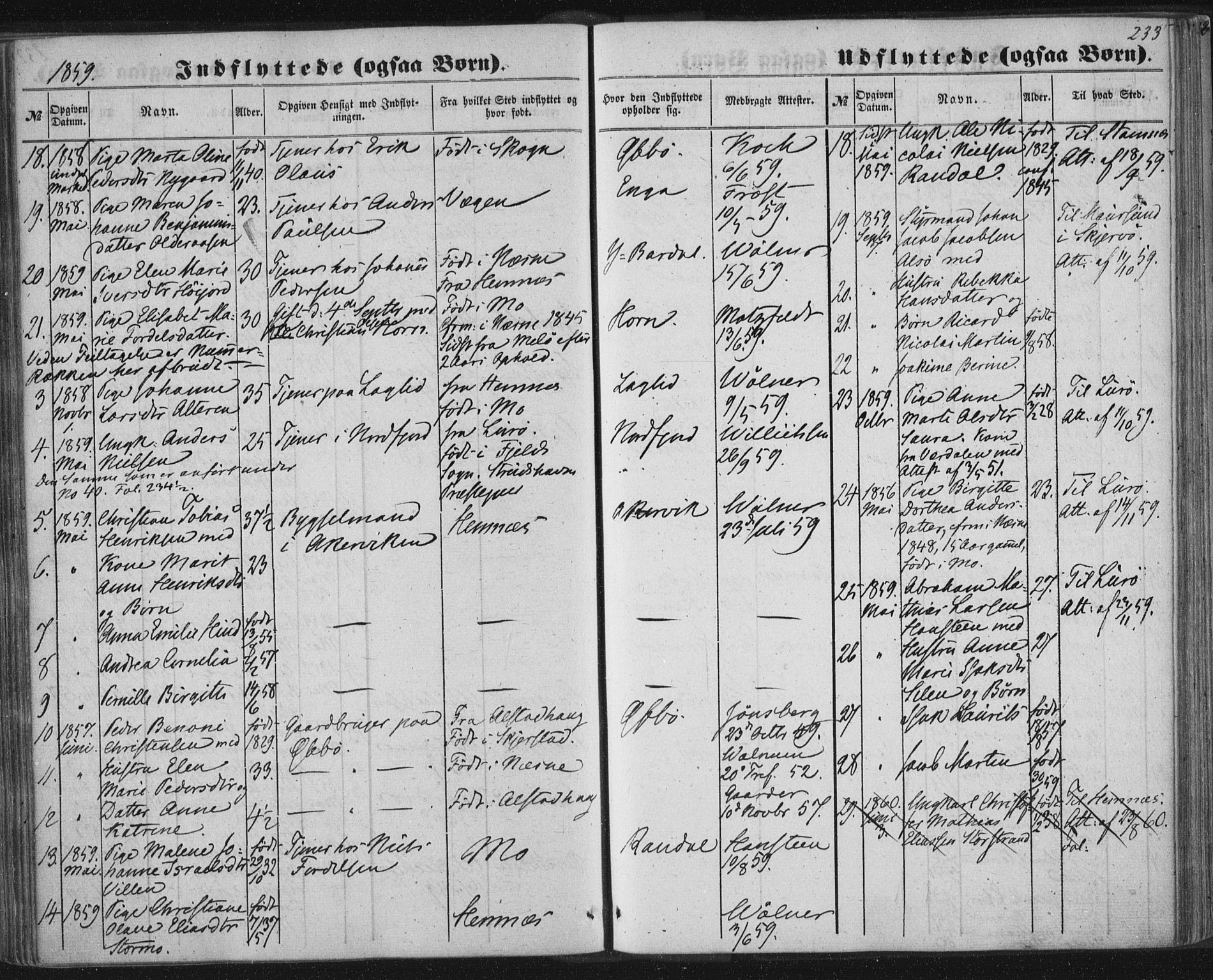 Ministerialprotokoller, klokkerbøker og fødselsregistre - Nordland, AV/SAT-A-1459/838/L0550: Parish register (official) no. 838A08, 1855-1865, p. 233