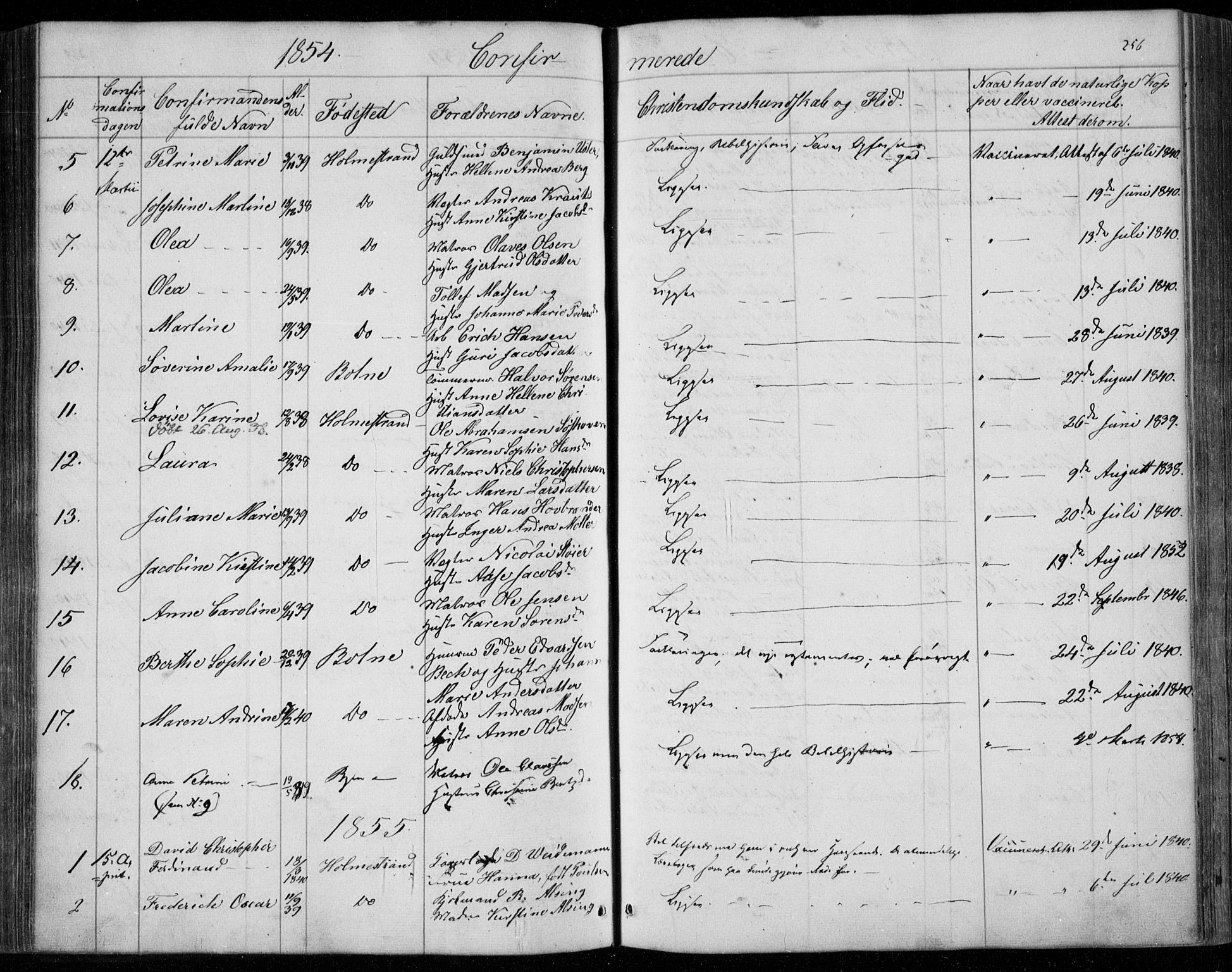 Holmestrand kirkebøker, SAKO/A-346/F/Fa/L0002: Parish register (official) no. 2, 1840-1866, p. 256