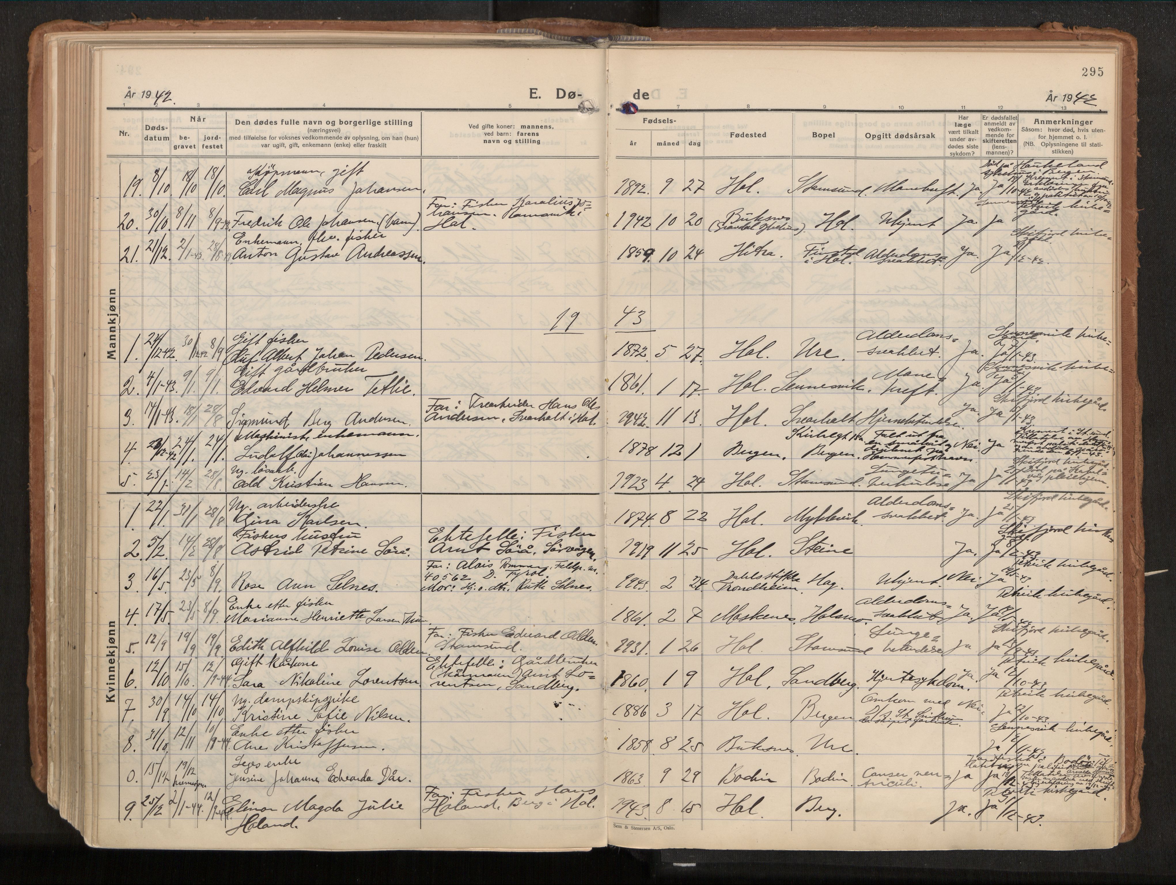 Ministerialprotokoller, klokkerbøker og fødselsregistre - Nordland, SAT/A-1459/882/L1182: Parish register (official) no. 882A04, 1932-1950, p. 295
