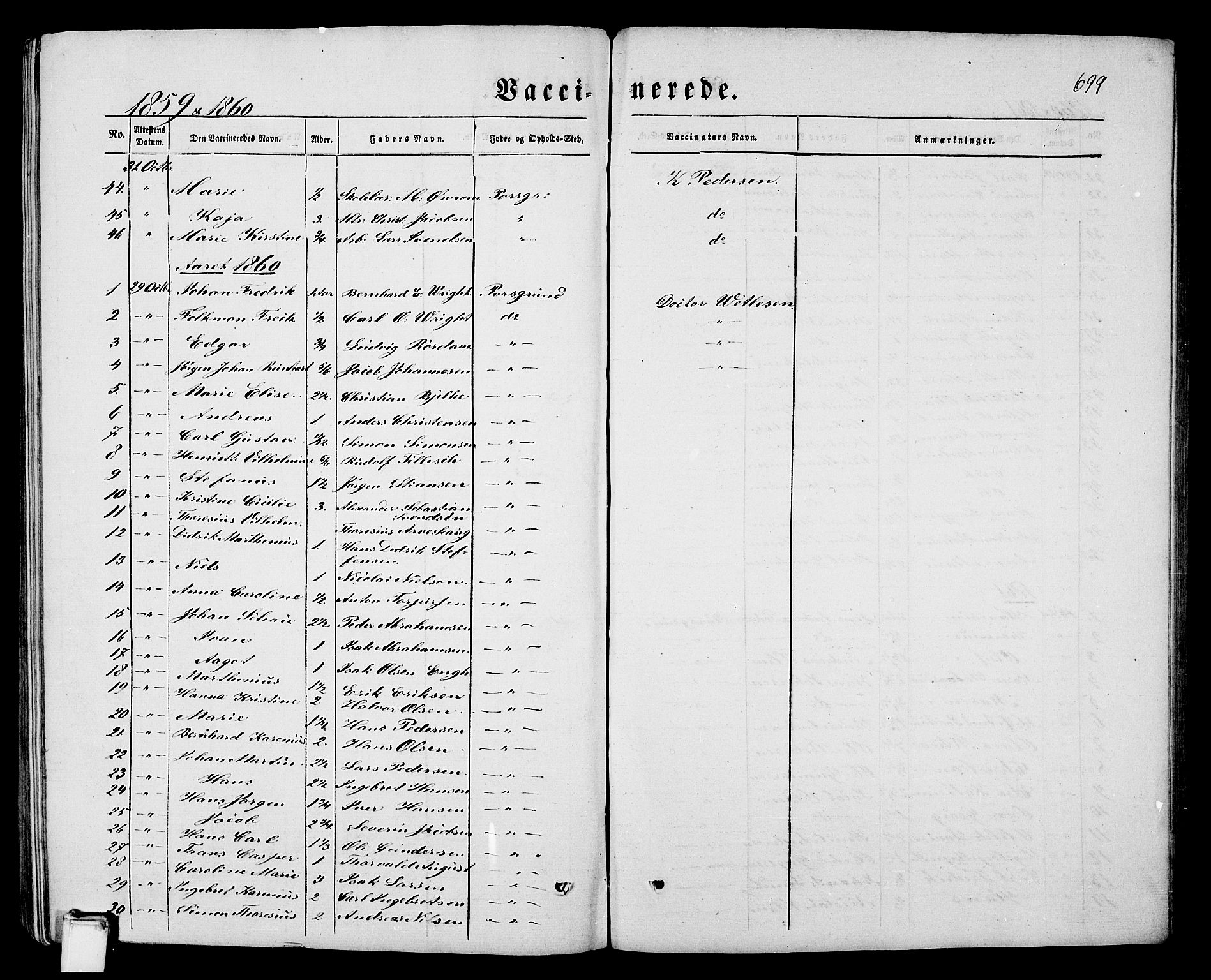 Porsgrunn kirkebøker , SAKO/A-104/G/Gb/L0004: Parish register (copy) no. II 4, 1853-1882, p. 699