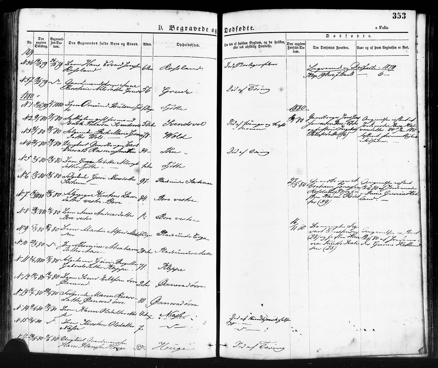 Klepp sokneprestkontor, AV/SAST-A-101803/001/3/30BA/L0006: Parish register (official) no. A 6, 1871-1885, p. 353