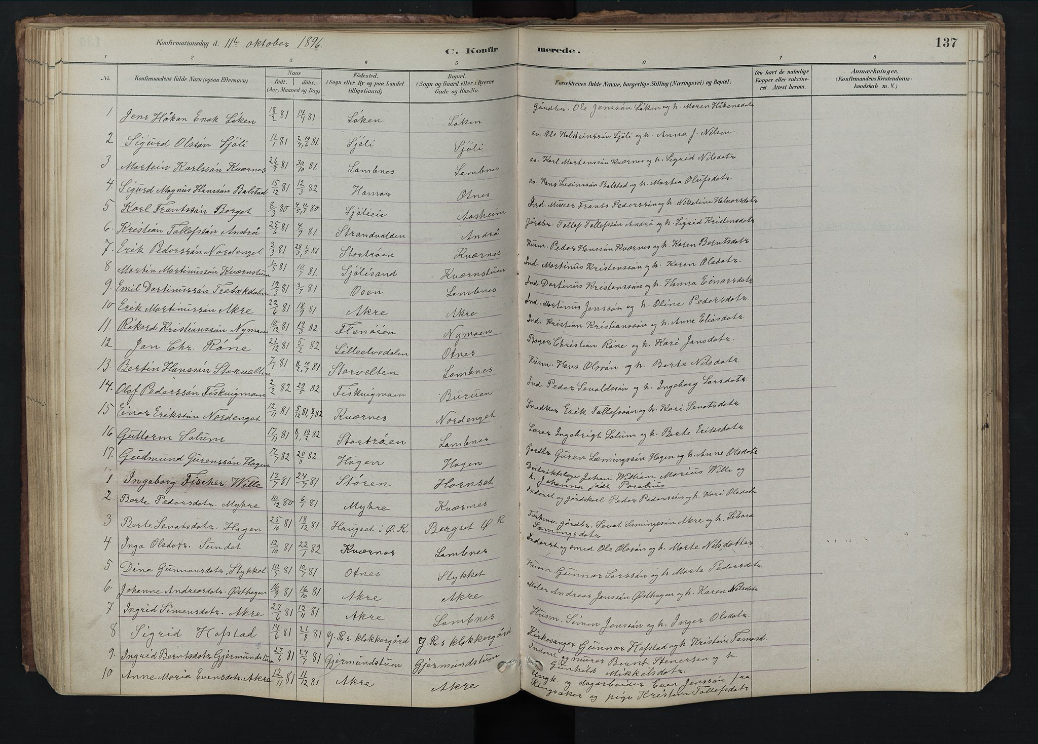 Rendalen prestekontor, SAH/PREST-054/H/Ha/Hab/L0009: Parish register (copy) no. 9, 1879-1902, p. 137