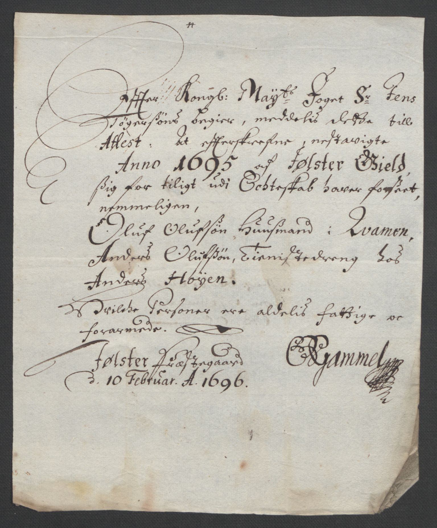 Rentekammeret inntil 1814, Reviderte regnskaper, Fogderegnskap, AV/RA-EA-4092/R53/L3422: Fogderegnskap Sunn- og Nordfjord, 1695-1696, p. 94