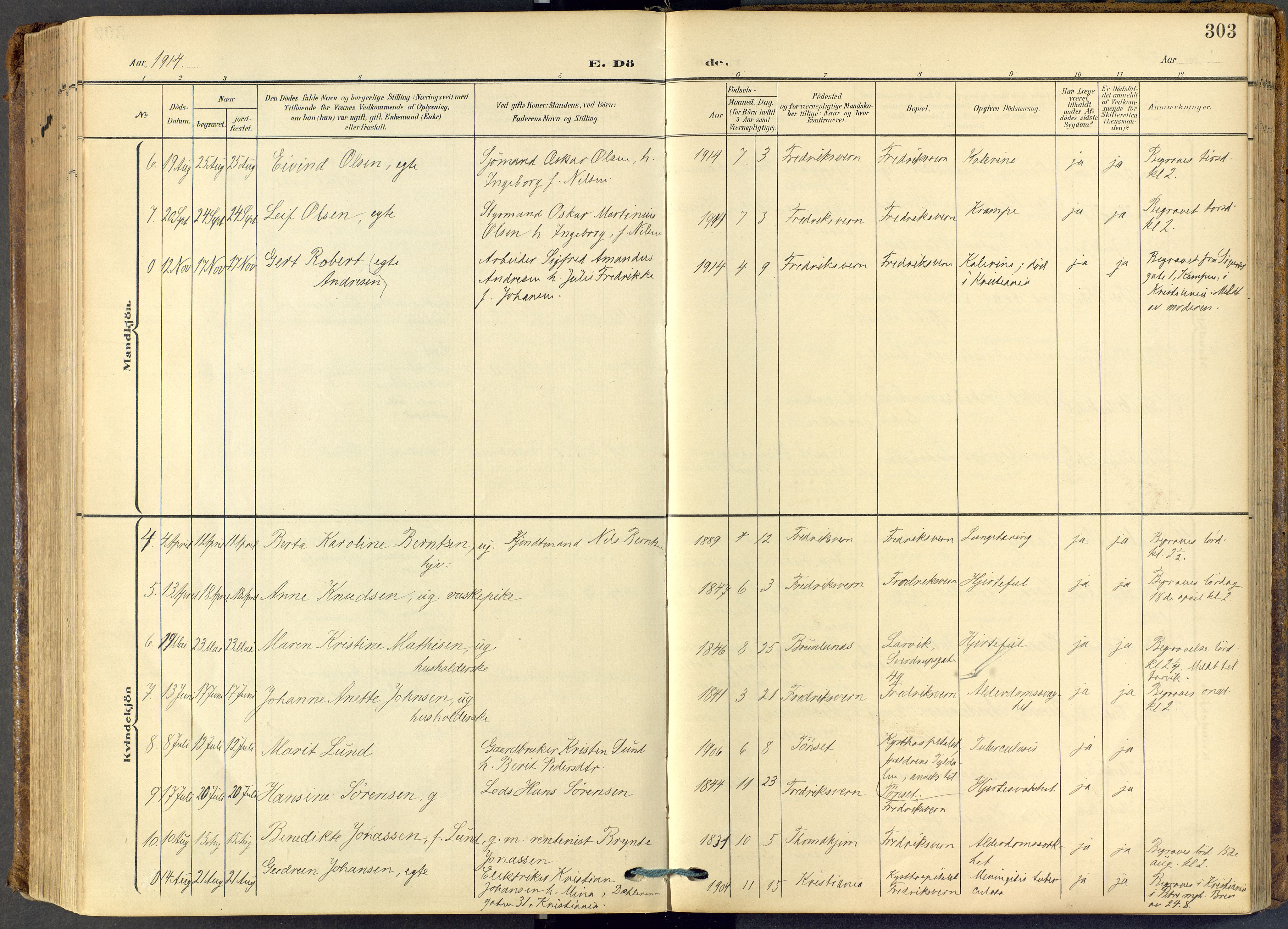 Stavern kirkebøker, SAKO/A-318/F/Fa/L0009: Parish register (official) no. 9, 1906-1955, p. 303