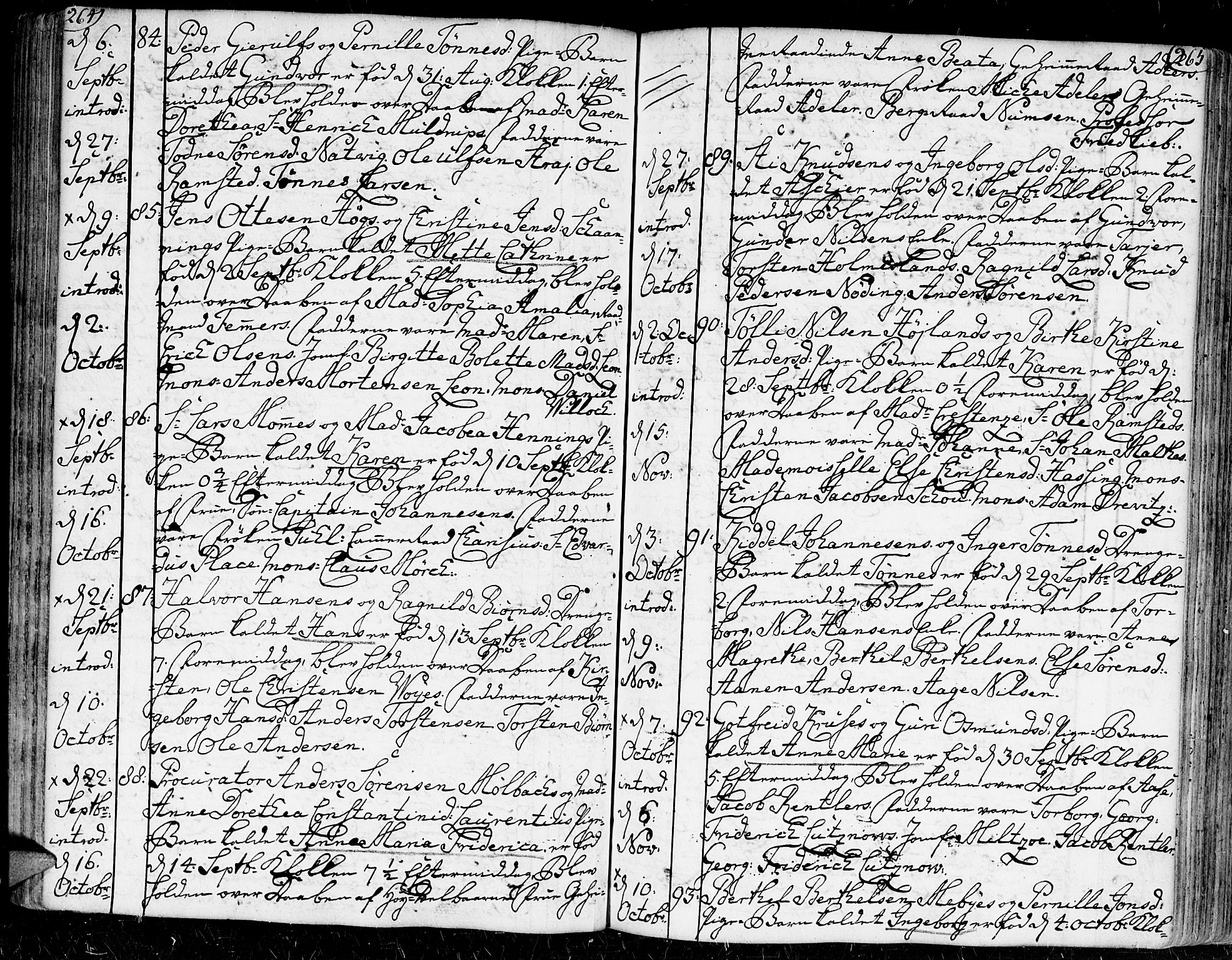 Kristiansand domprosti, SAK/1112-0006/F/Fa/L0002: Parish register (official) no. A 2, 1755-1778, p. 264-265
