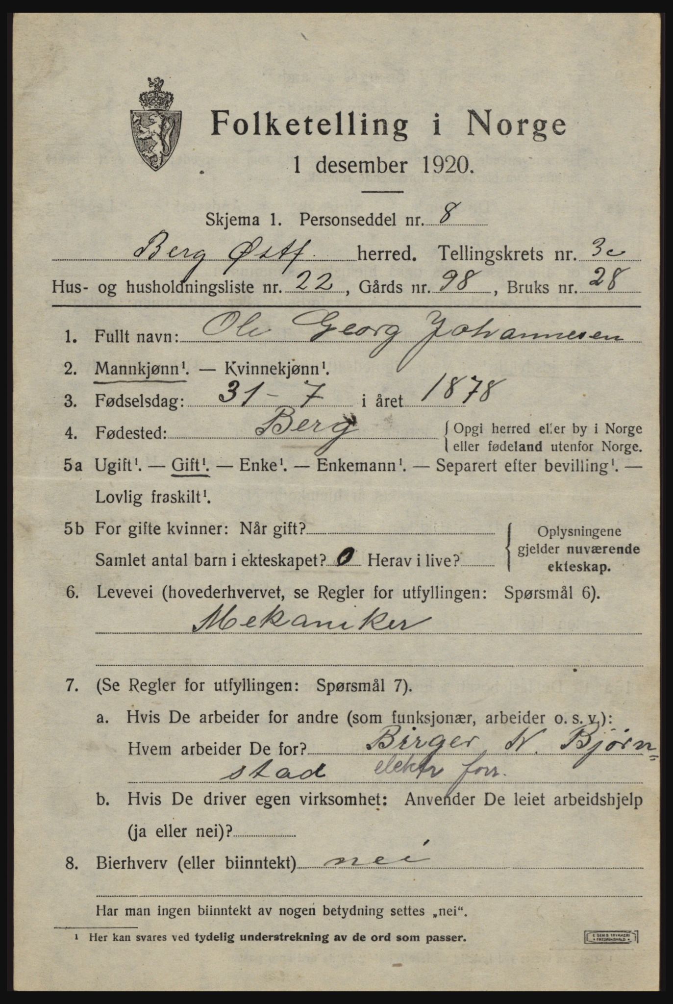 SAO, 1920 census for Berg, 1920, p. 7349