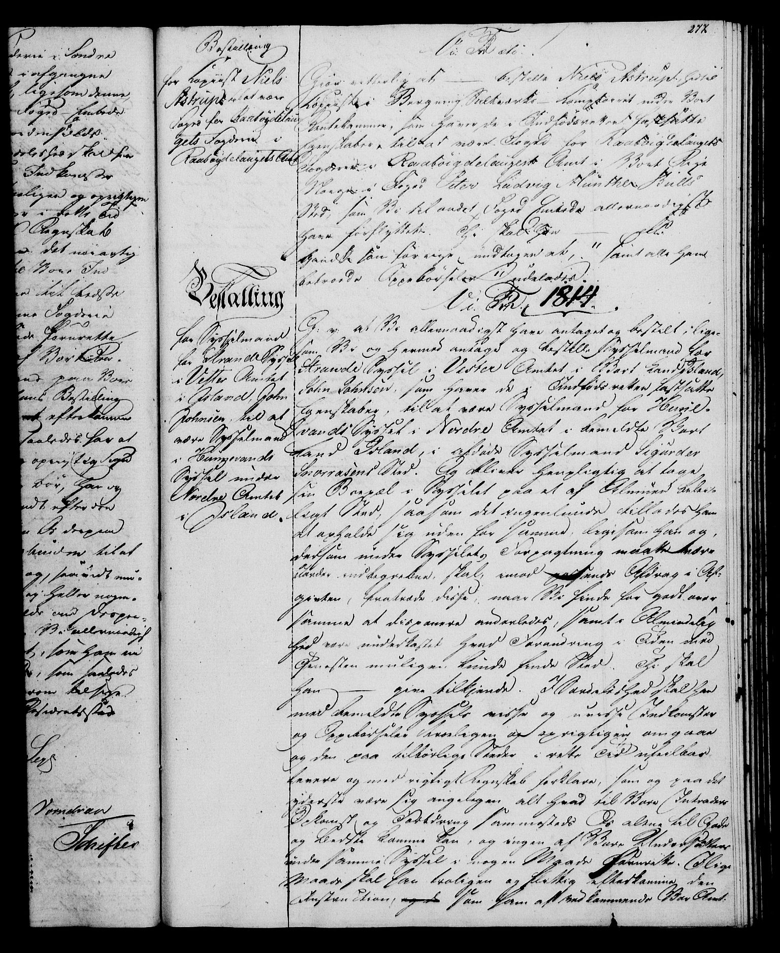 Rentekammeret, Kammerkanselliet, RA/EA-3111/G/Gg/Gge/L0006: Norsk bestallingsprotokoll med register (merket RK 53.30), 1773-1814, p. 277