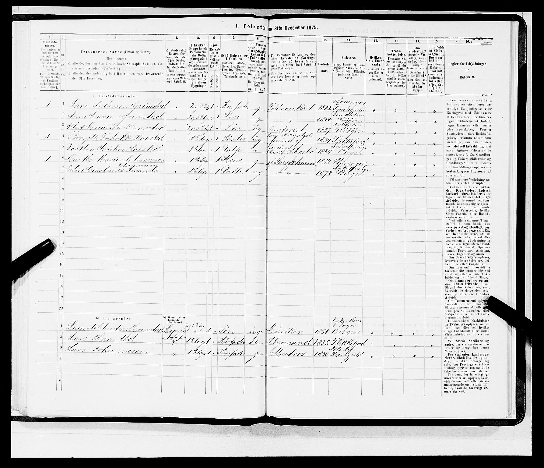 SAB, 1875 census for 1301 Bergen, 1875, p. 463