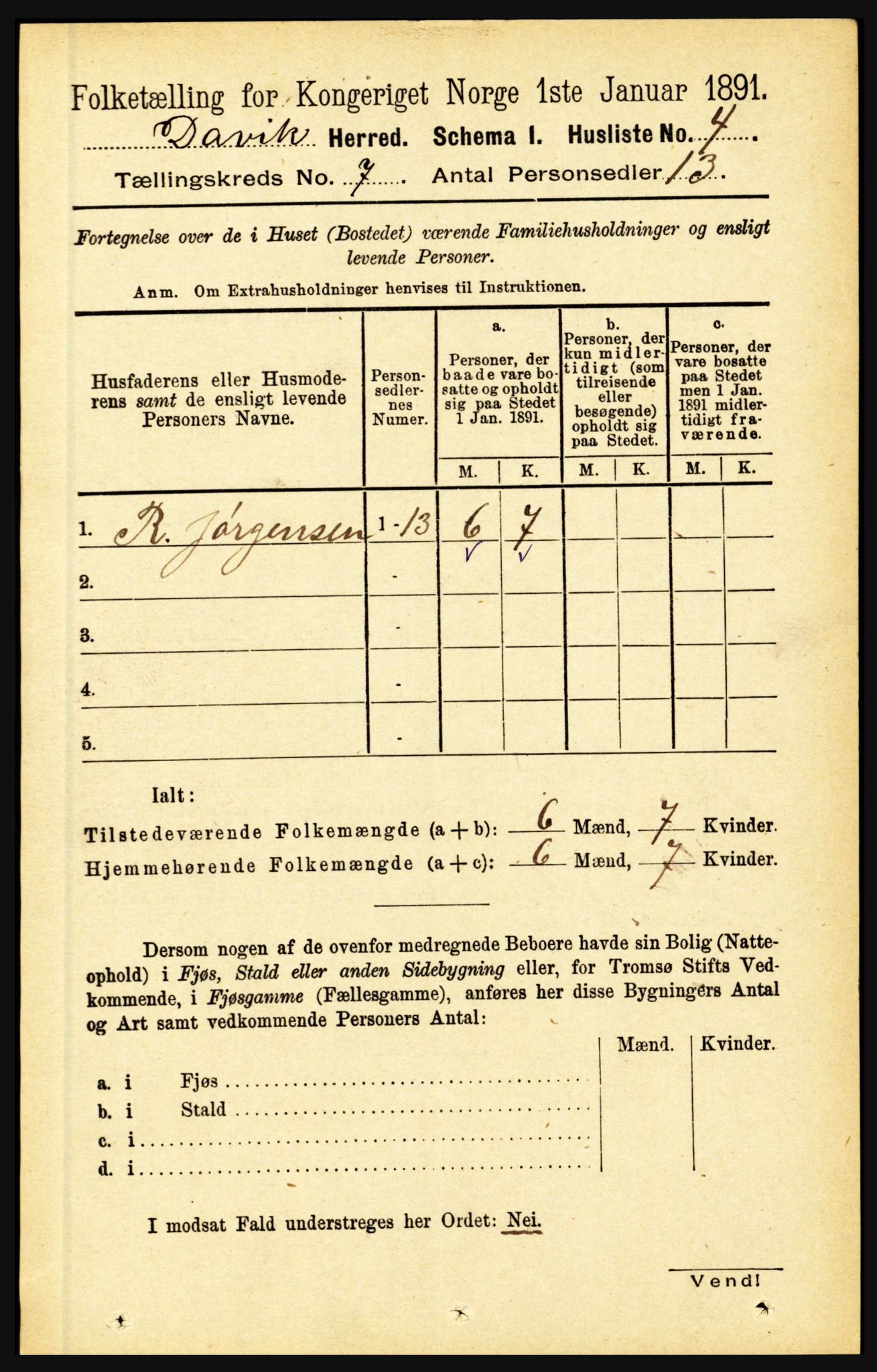 RA, 1891 census for 1442 Davik, 1891, p. 2673