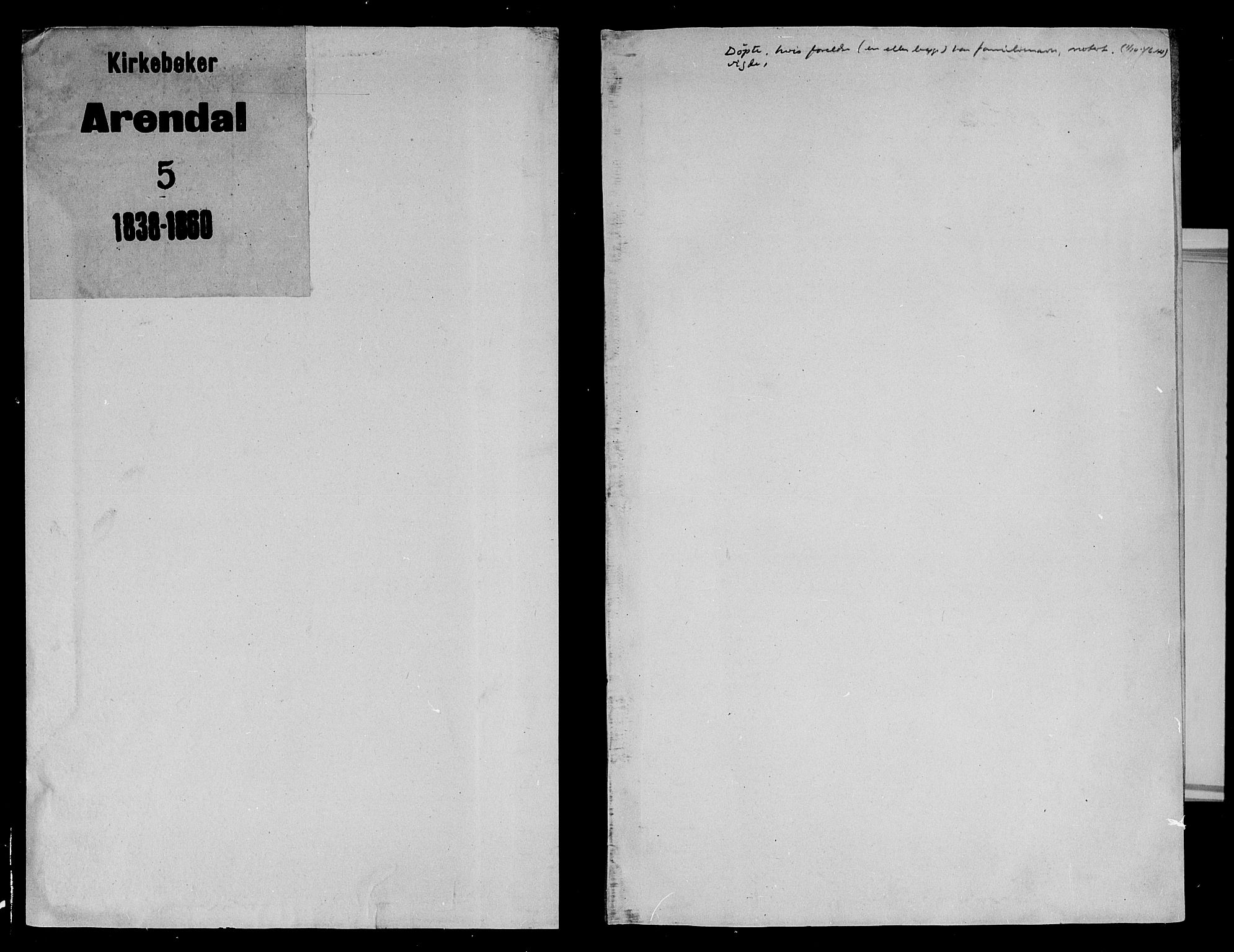 Arendal sokneprestkontor, Trefoldighet, AV/SAK-1111-0040/F/Fb/L0002: Parish register (copy) no. B 2, 1838-1860