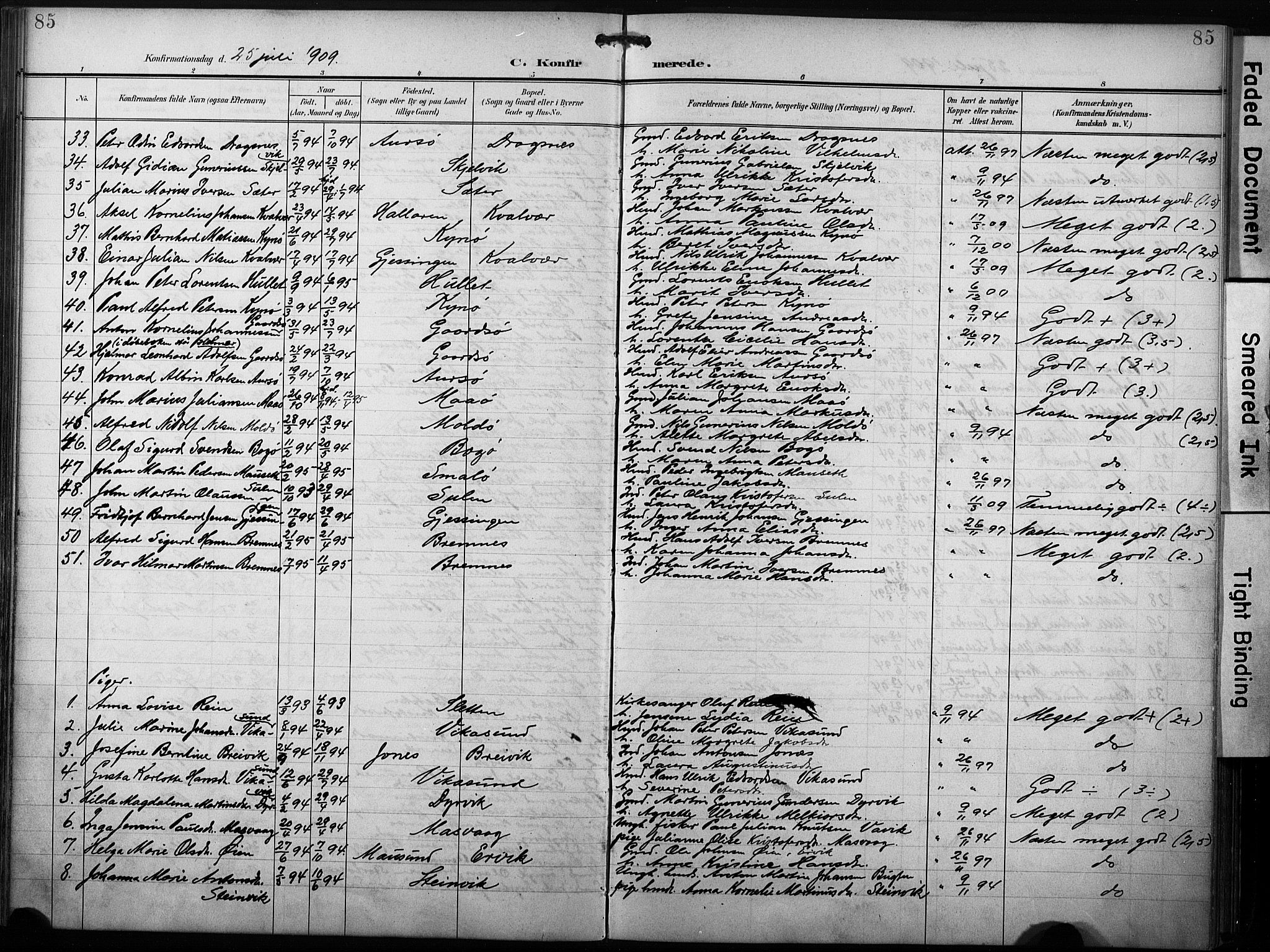 Ministerialprotokoller, klokkerbøker og fødselsregistre - Sør-Trøndelag, AV/SAT-A-1456/640/L0580: Parish register (official) no. 640A05, 1902-1910, p. 85
