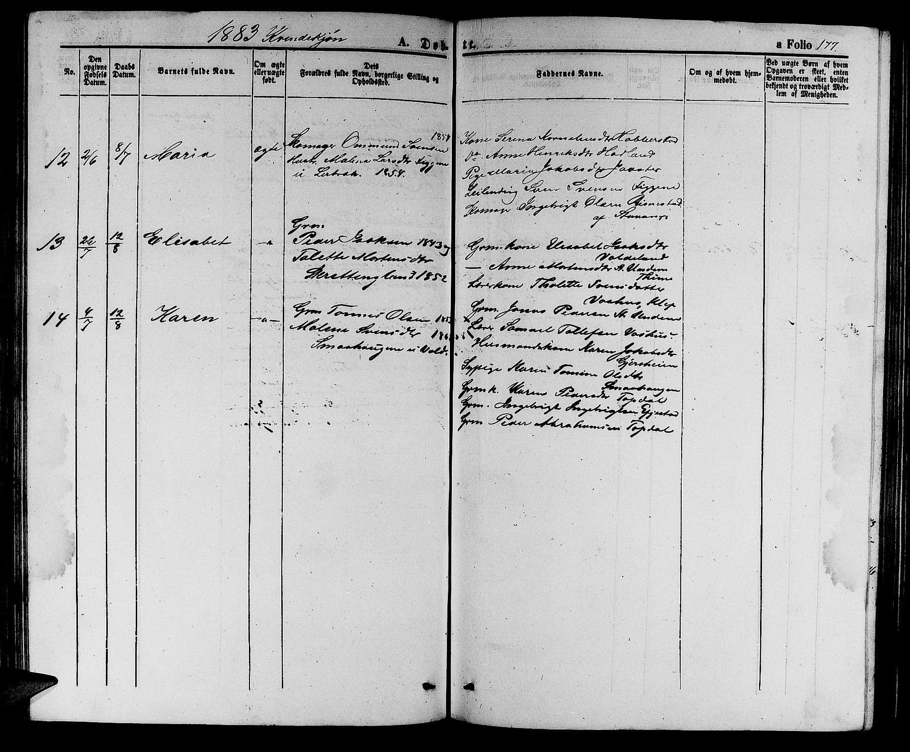 Hå sokneprestkontor, AV/SAST-A-101801/001/30BB/L0002: Parish register (copy) no. B 2, 1854-1883, p. 177