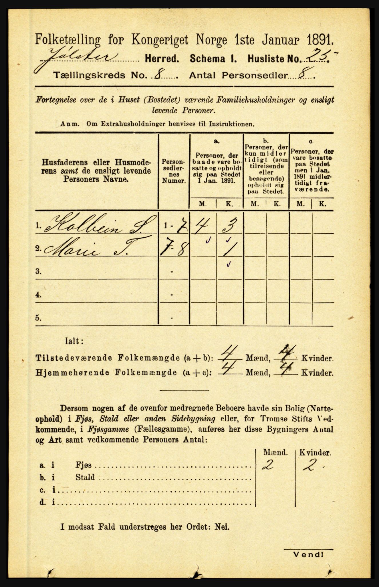 RA, 1891 census for 1431 Jølster, 1891, p. 2787