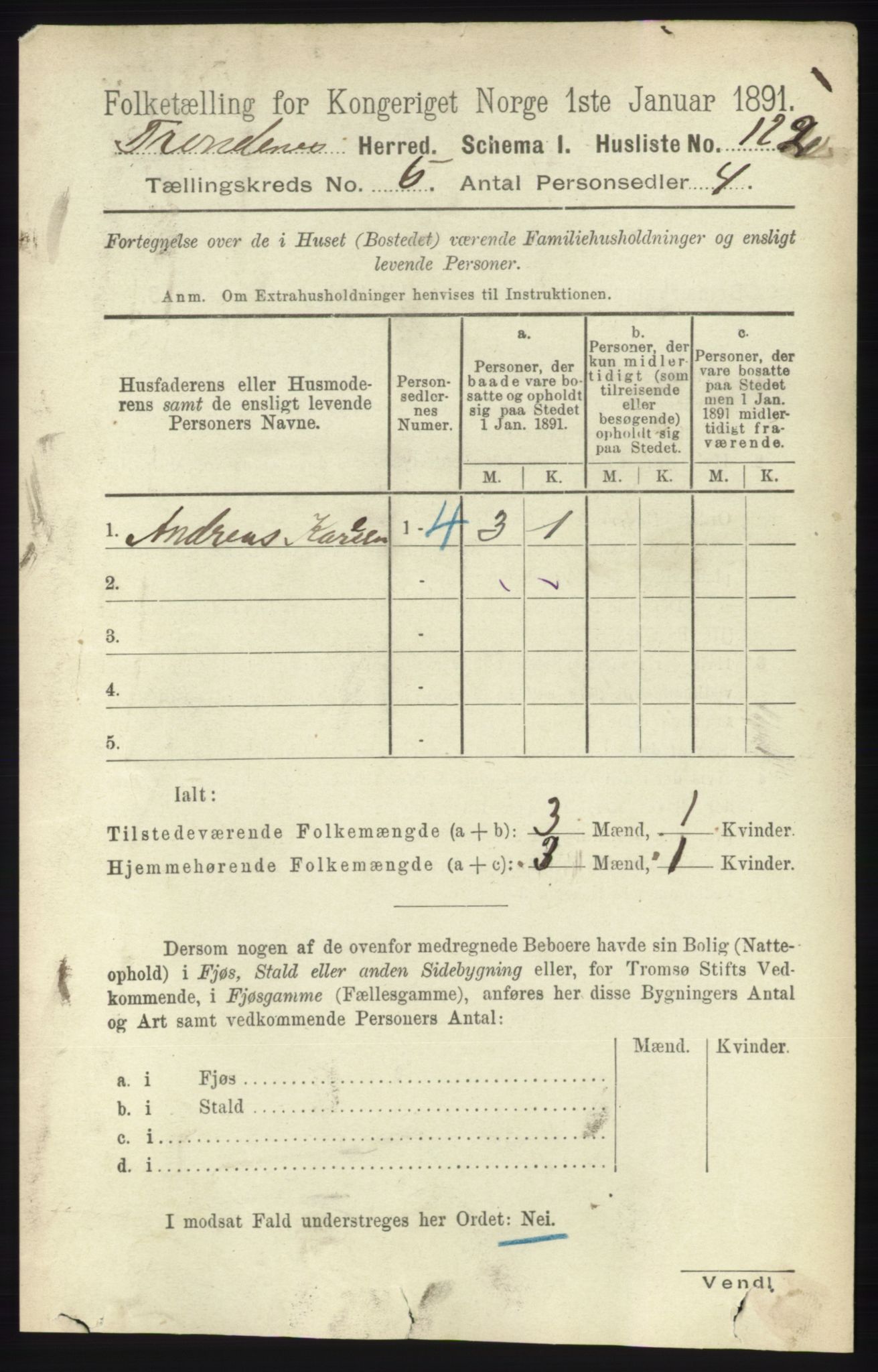 RA, 1891 census for 1914 Trondenes, 1891, p. 2817