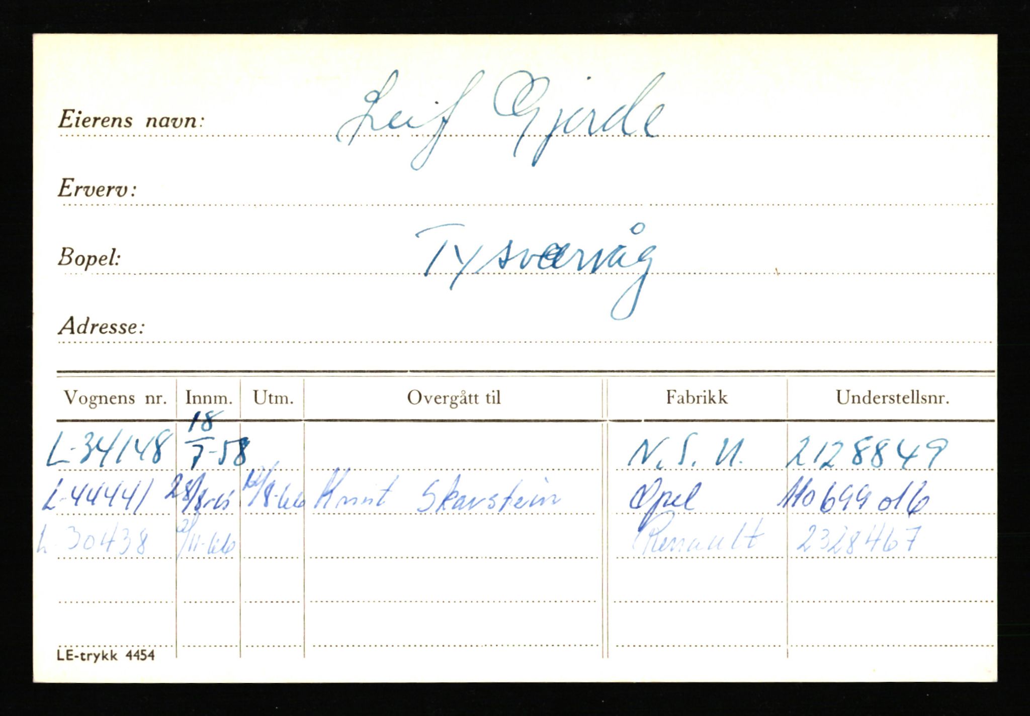 Haugesund trafikkstasjon, AV/SAST-A-101941/0/G/Ga/L0006: Eierkort, gamle - GJ-HA, 1930-1970, p. 7