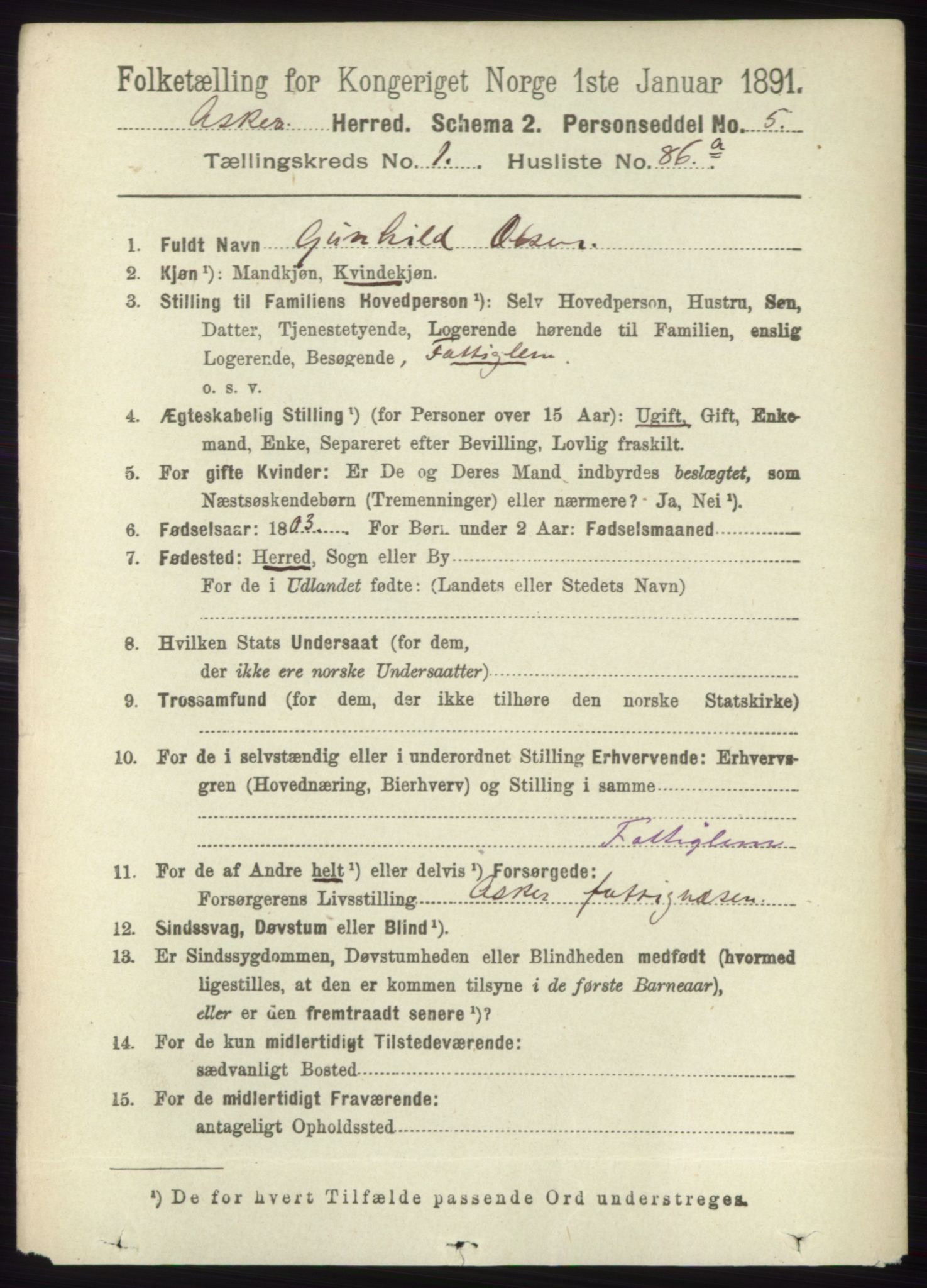 RA, 1891 census for 0220 Asker, 1891, p. 741