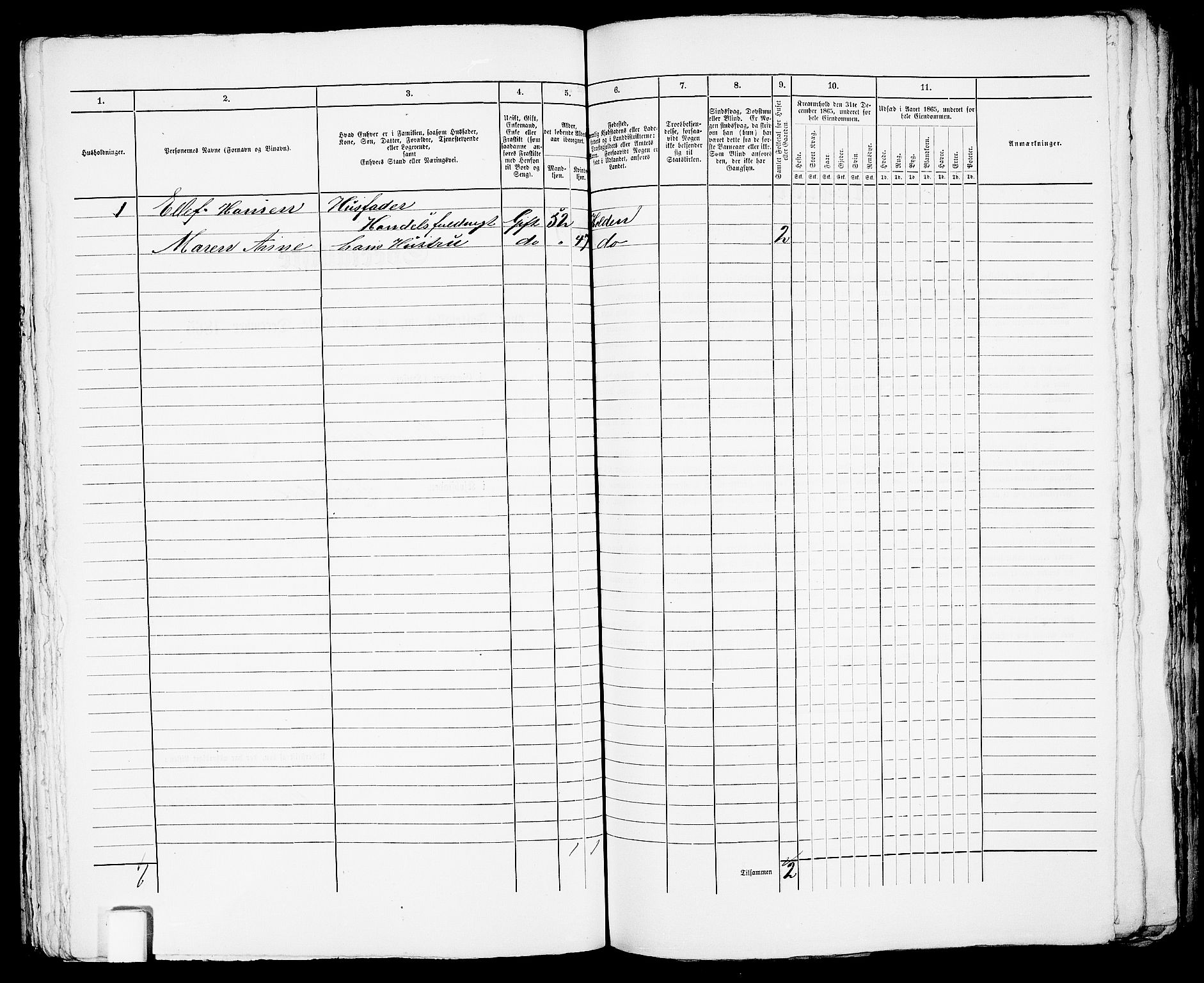 RA, 1865 census for Arendal, 1865, p. 449