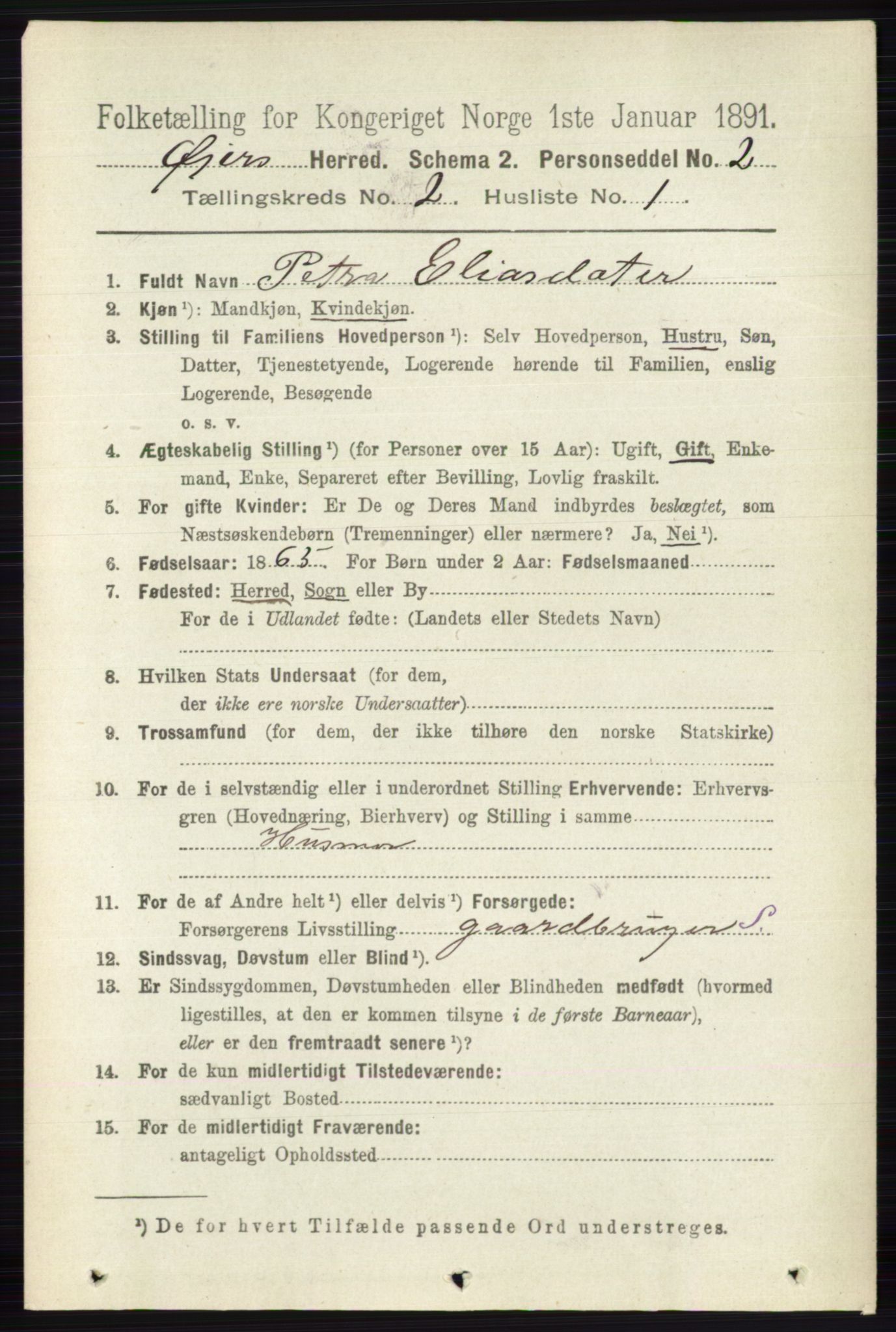 RA, 1891 census for 0521 Øyer, 1891, p. 484