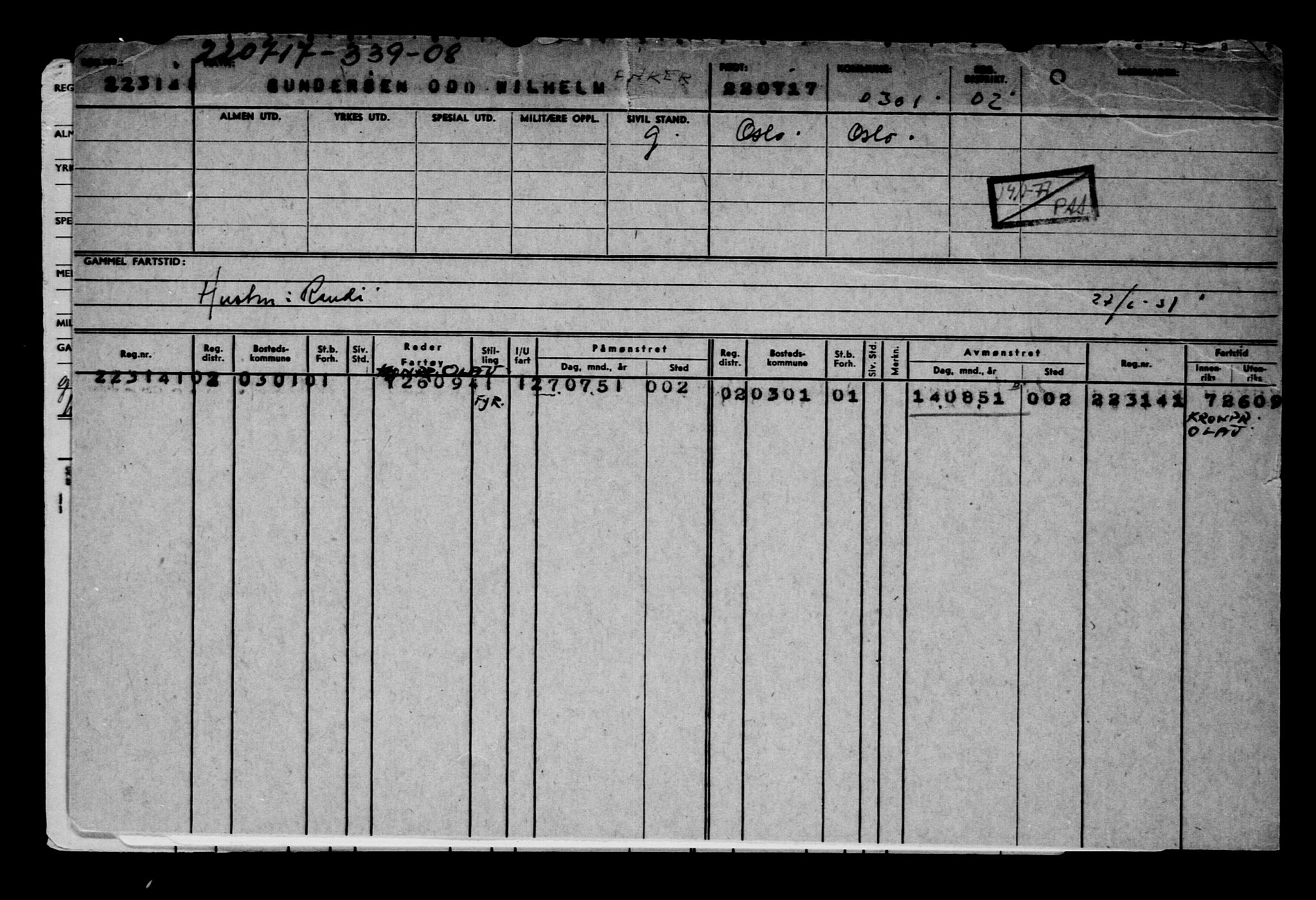 Direktoratet for sjømenn, AV/RA-S-3545/G/Gb/L0150: Hovedkort, 1917, p. 417