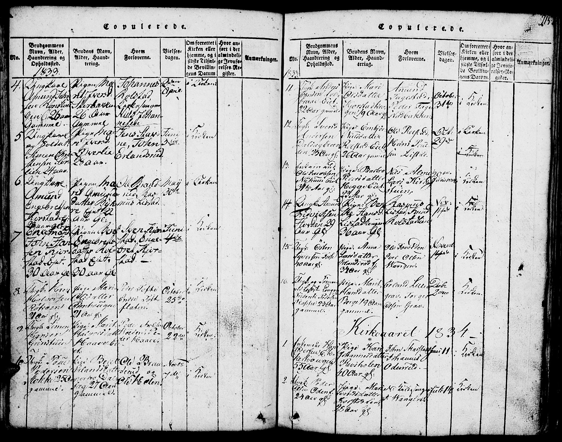 Fron prestekontor, SAH/PREST-078/H/Ha/Hab/L0001: Parish register (copy) no. 1, 1816-1843, p. 215
