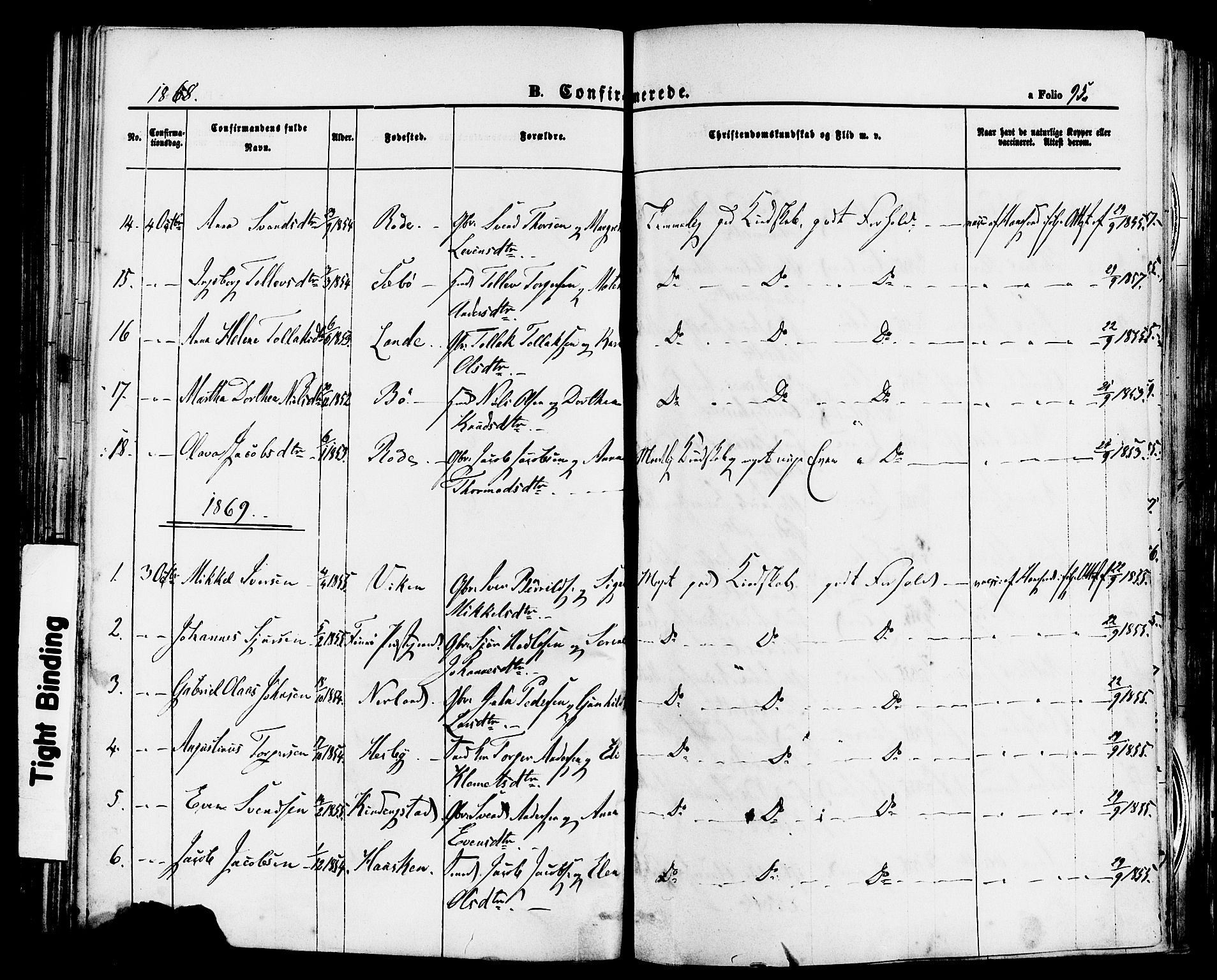 Finnøy sokneprestkontor, SAST/A-101825/H/Ha/Haa/L0008: Parish register (official) no. A 8, 1863-1878, p. 95