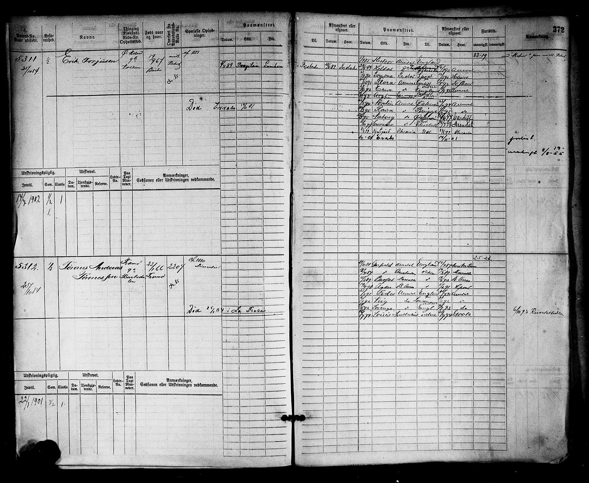 Arendal mønstringskrets, SAK/2031-0012/F/Fb/L0016: Hovedrulle nr 4569-5322, S-14, 1879-1900, p. 384