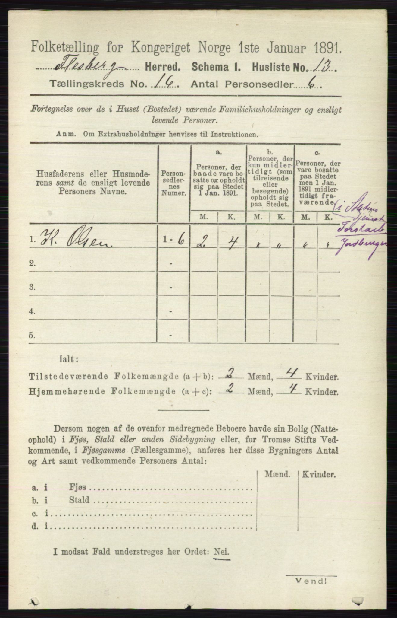 RA, 1891 census for 0631 Flesberg, 1891, p. 2837