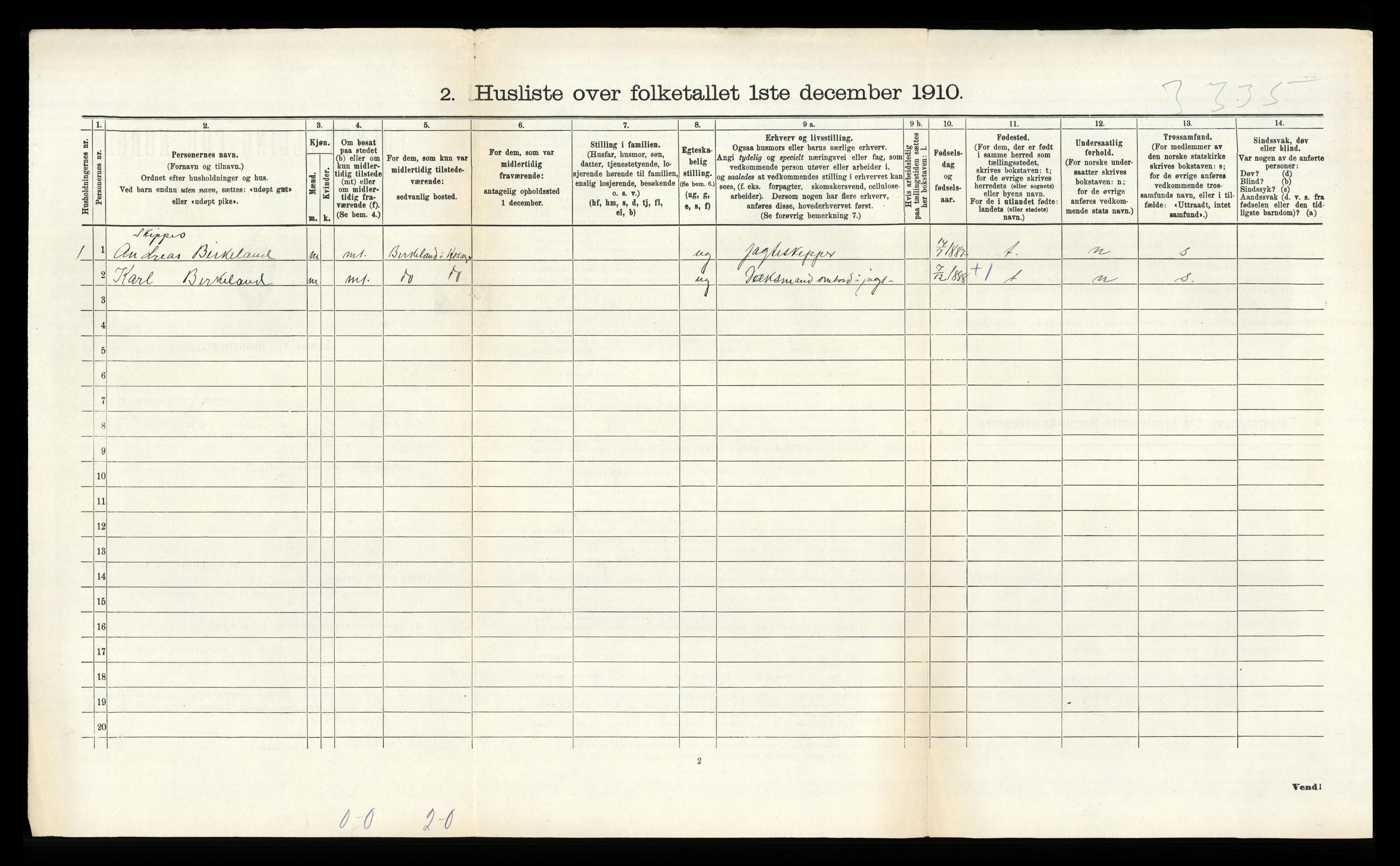 RA, 1910 census for Hosanger, 1910, p. 607