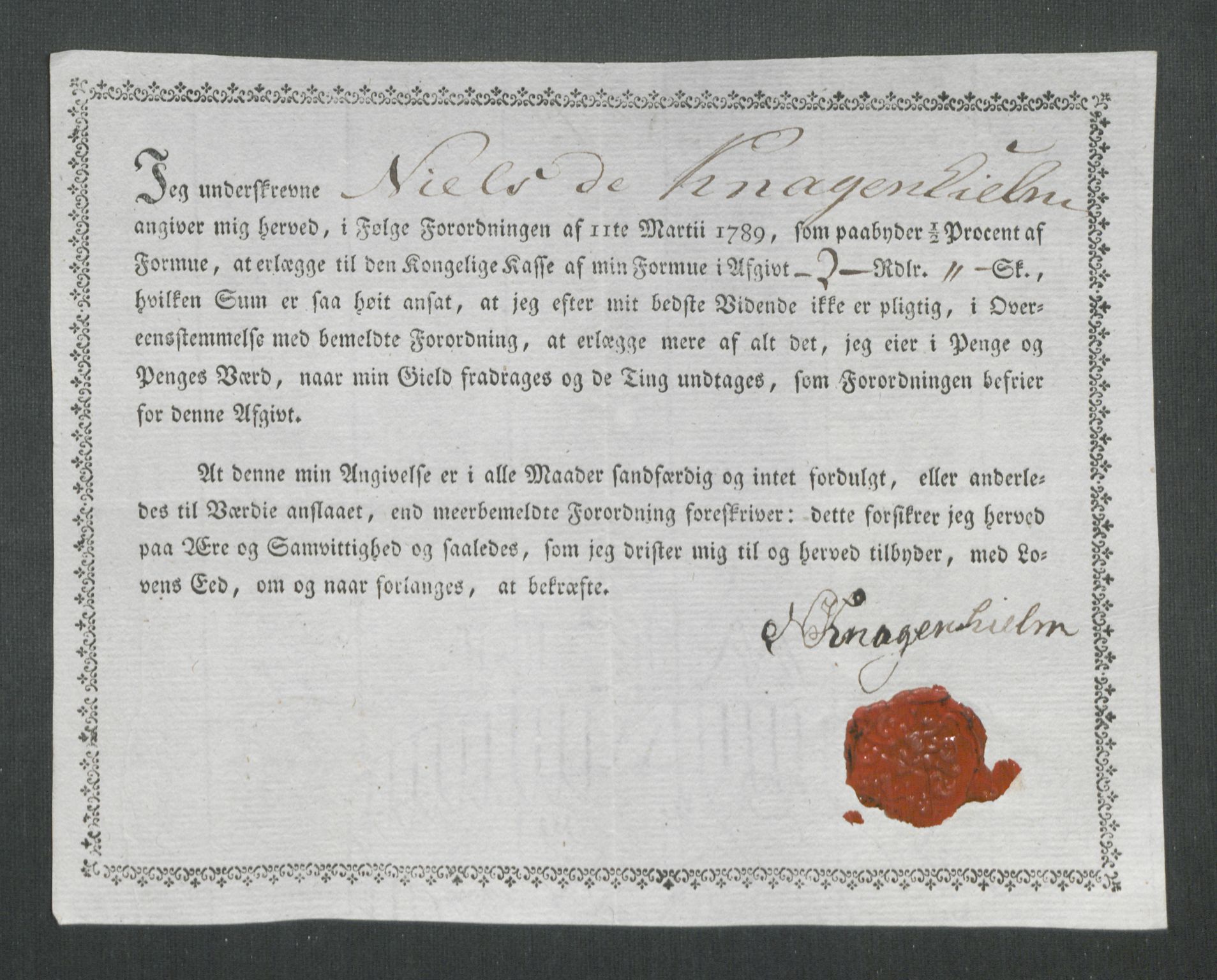 Rentekammeret inntil 1814, Reviderte regnskaper, Mindre regnskaper, AV/RA-EA-4068/Rf/Rfe/L0058: Ytre og Indre Sogn fogderi, 1789, p. 317