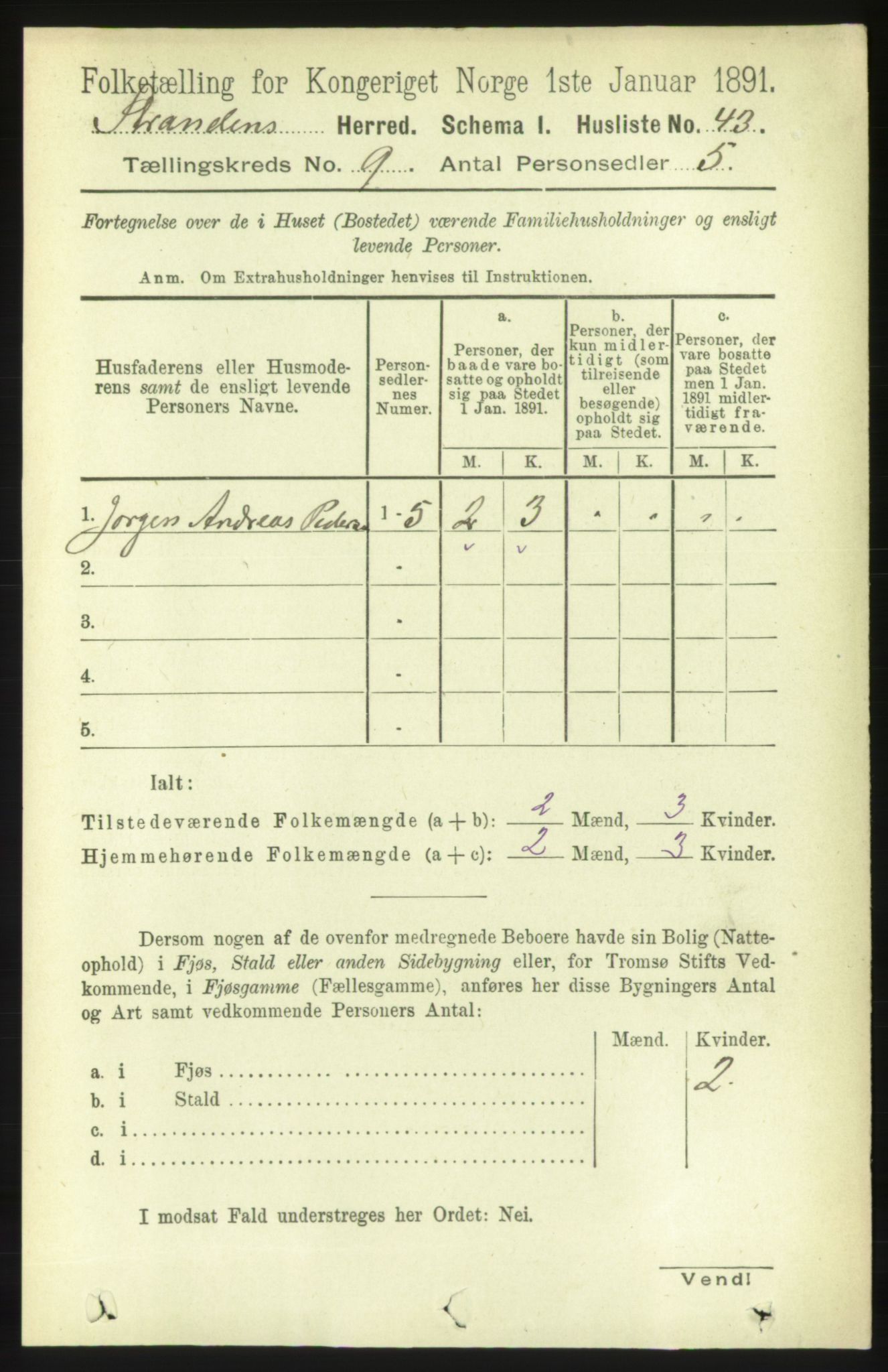 RA, 1891 census for 1525 Stranda, 1891, p. 2198