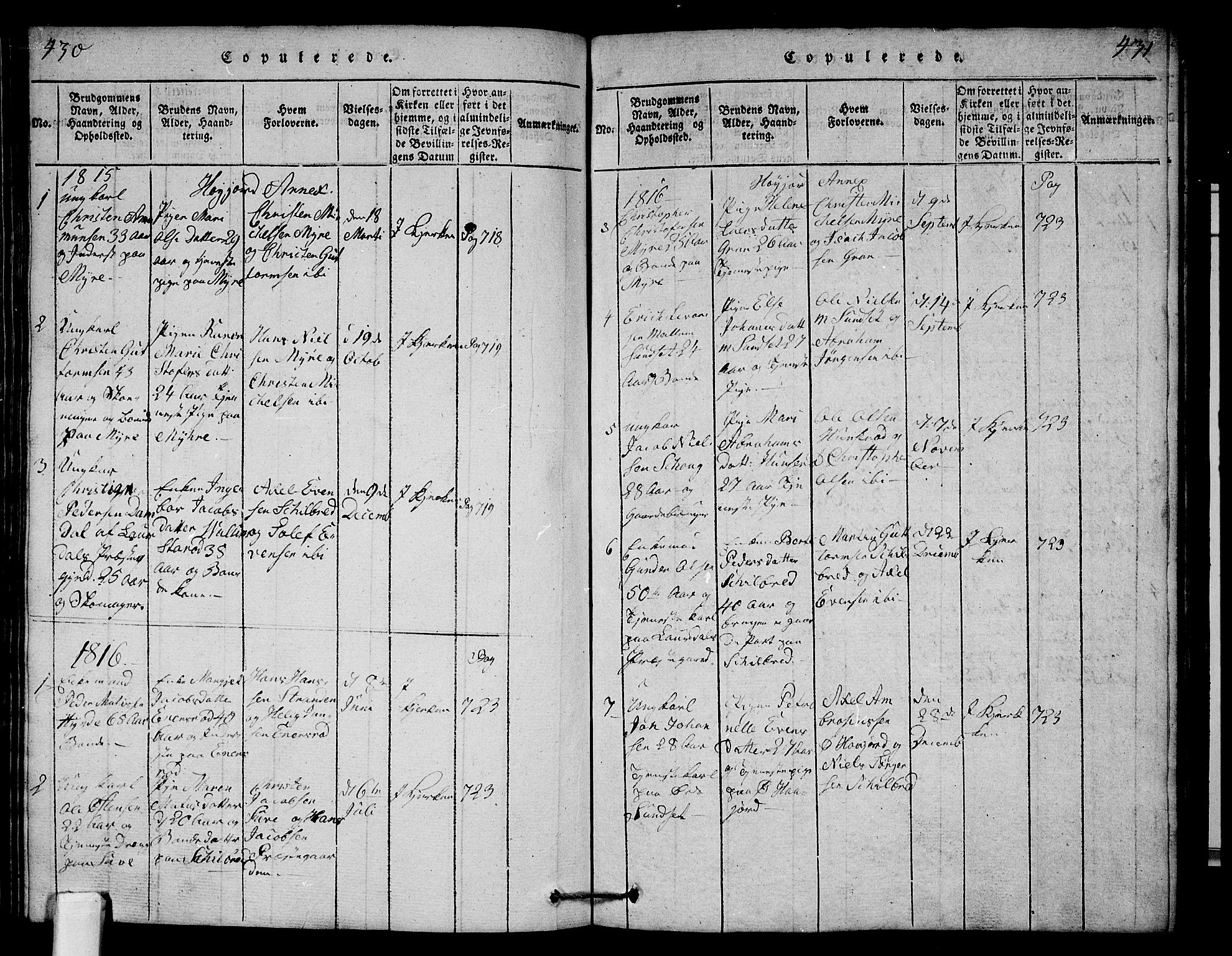 Andebu kirkebøker, SAKO/A-336/G/Ga/L0001: Parish register (copy) no. I 1 /2, 1815-1823, p. 430-431