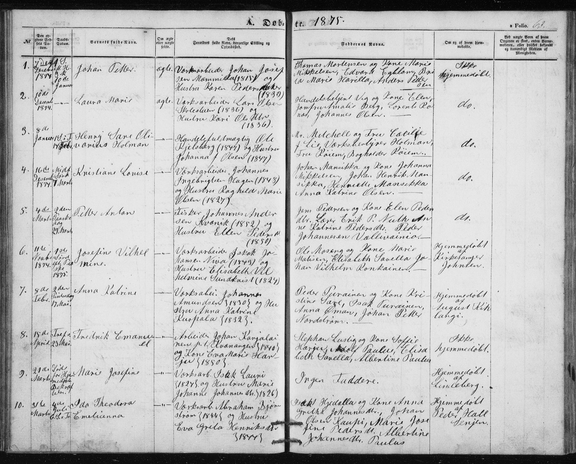 Alta sokneprestkontor, SATØ/S-1338/H/Hb/L0002.klokk: Parish register (copy) no. 2, 1856-1880, p. 63