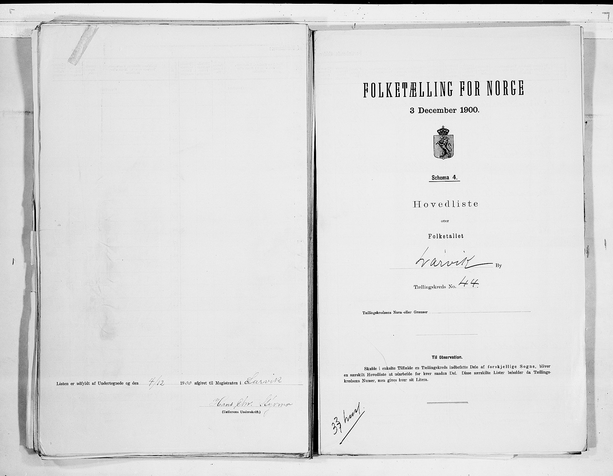 RA, 1900 census for Larvik, 1900, p. 90