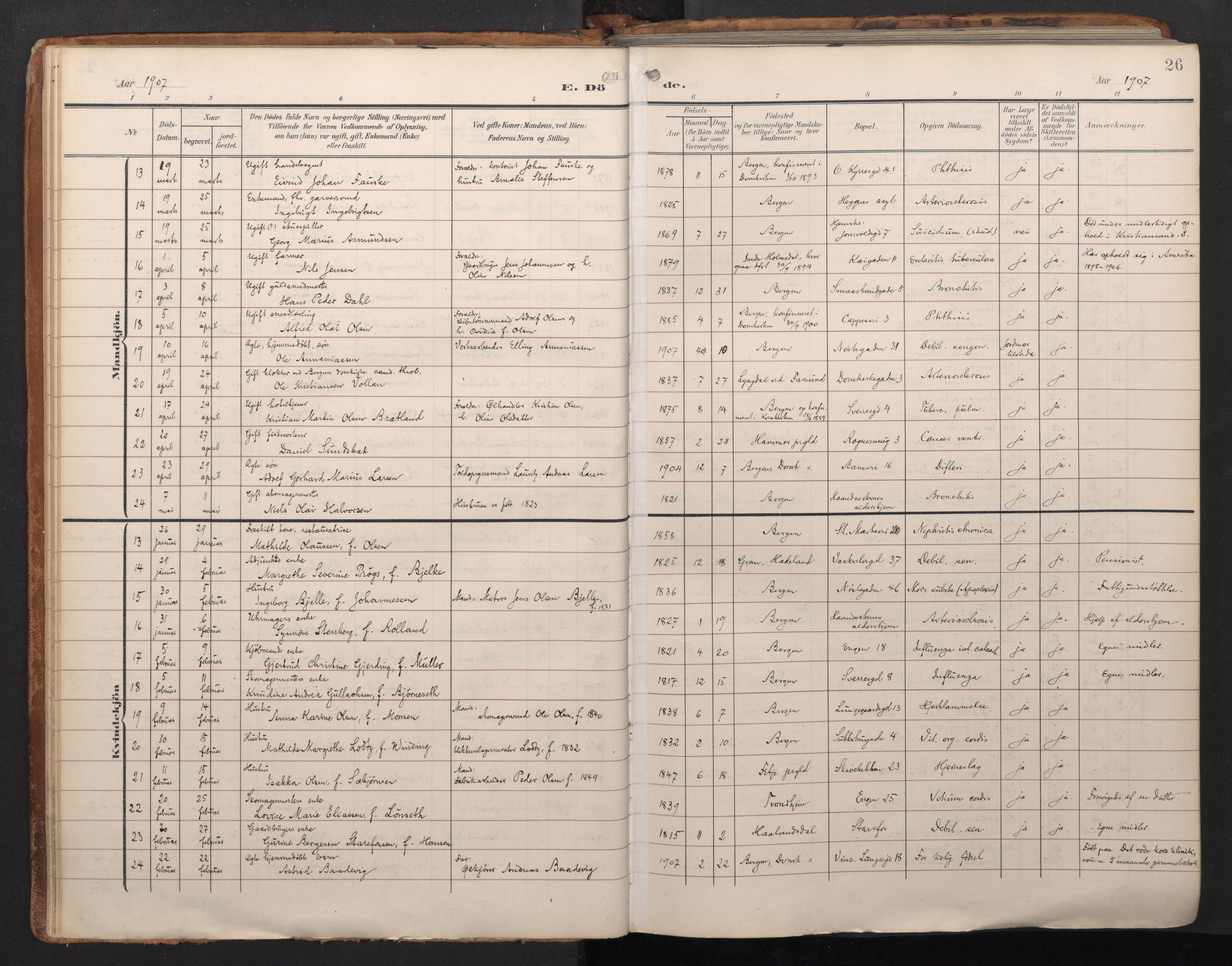 Domkirken sokneprestembete, SAB/A-74801/H/Haa/L0044: Parish register (official) no. E 6, 1904-1946, p. 25b-26a