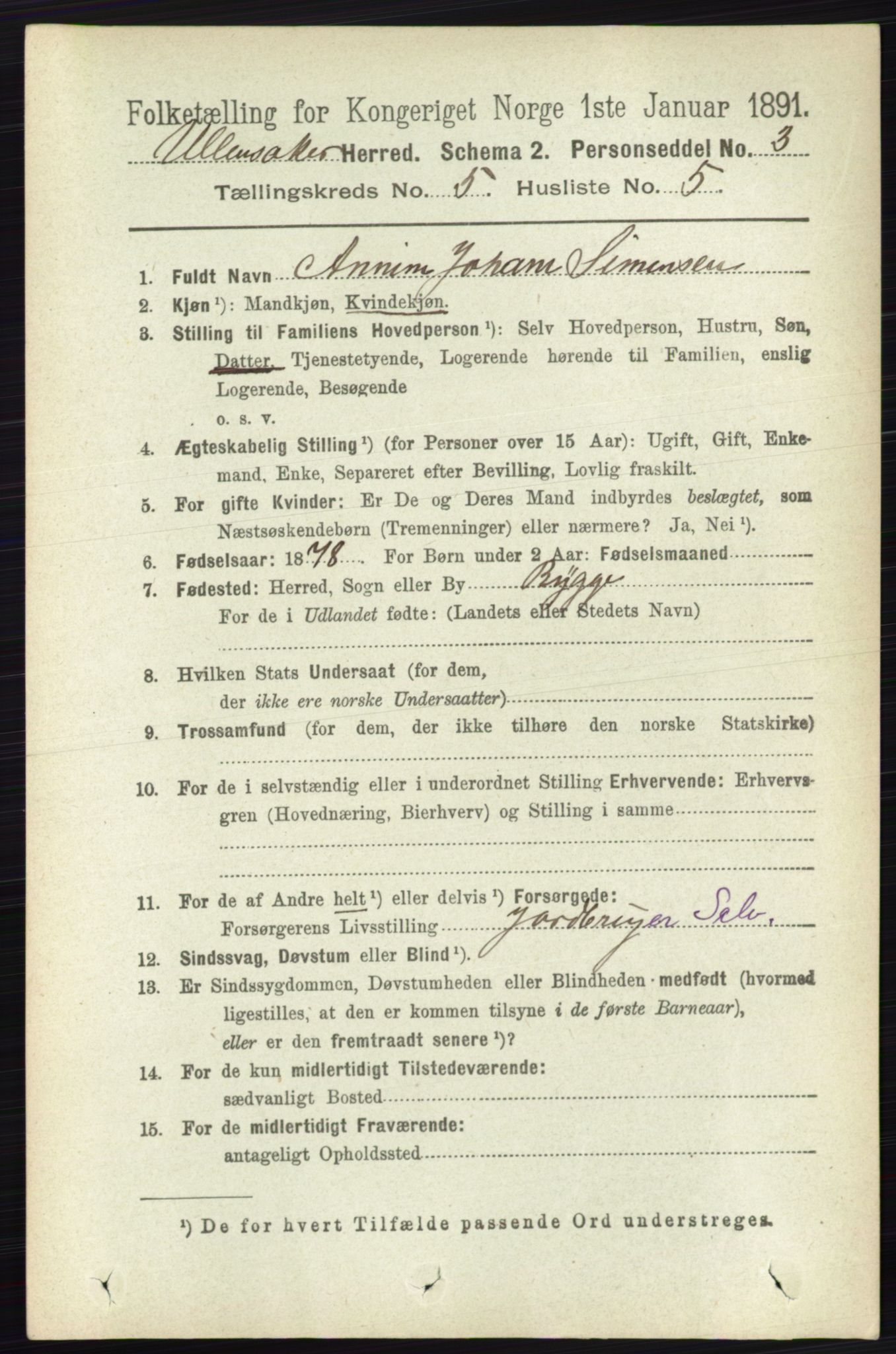 RA, 1891 census for 0235 Ullensaker, 1891, p. 2120
