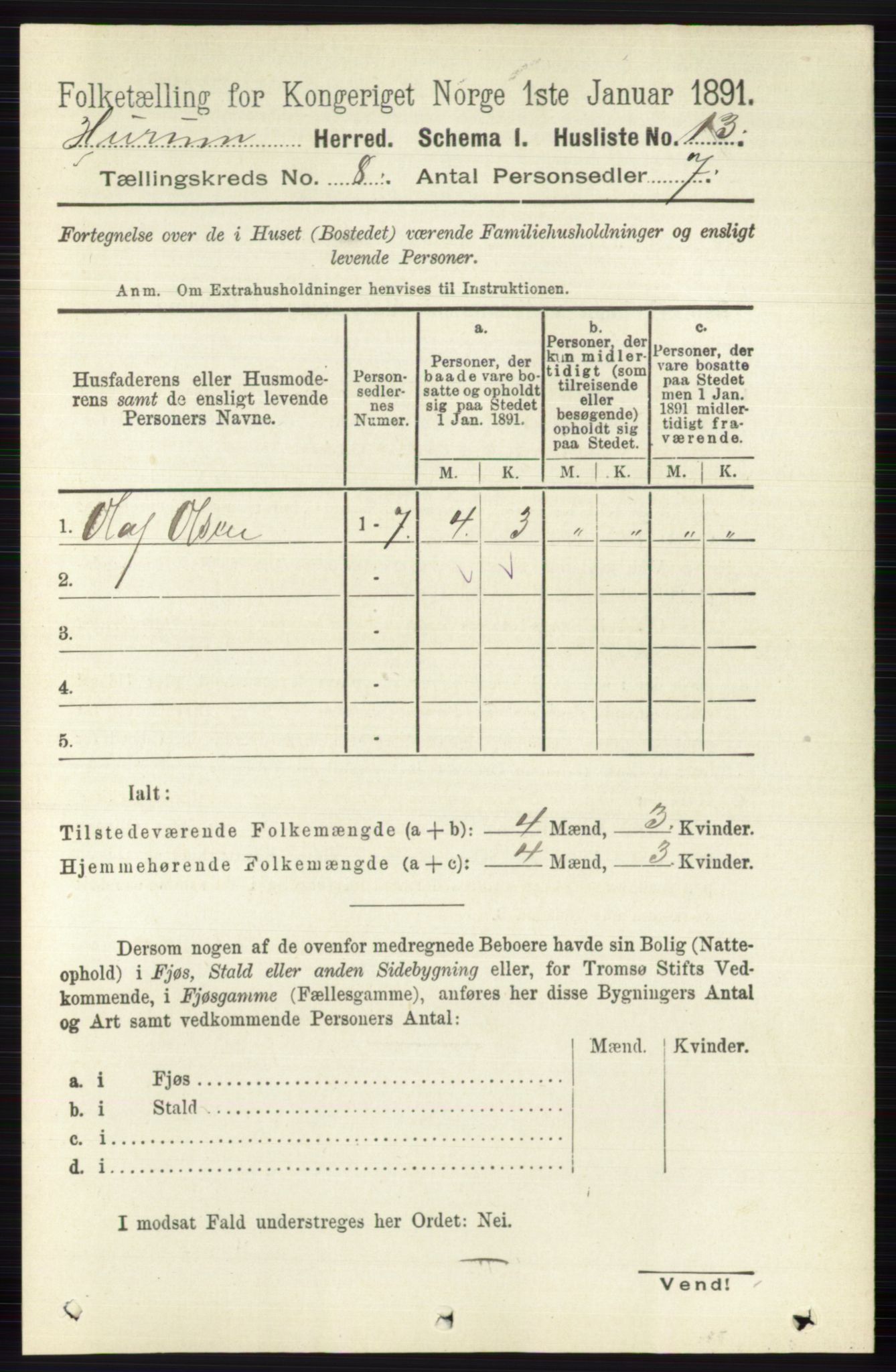 RA, 1891 census for 0628 Hurum, 1891, p. 2655