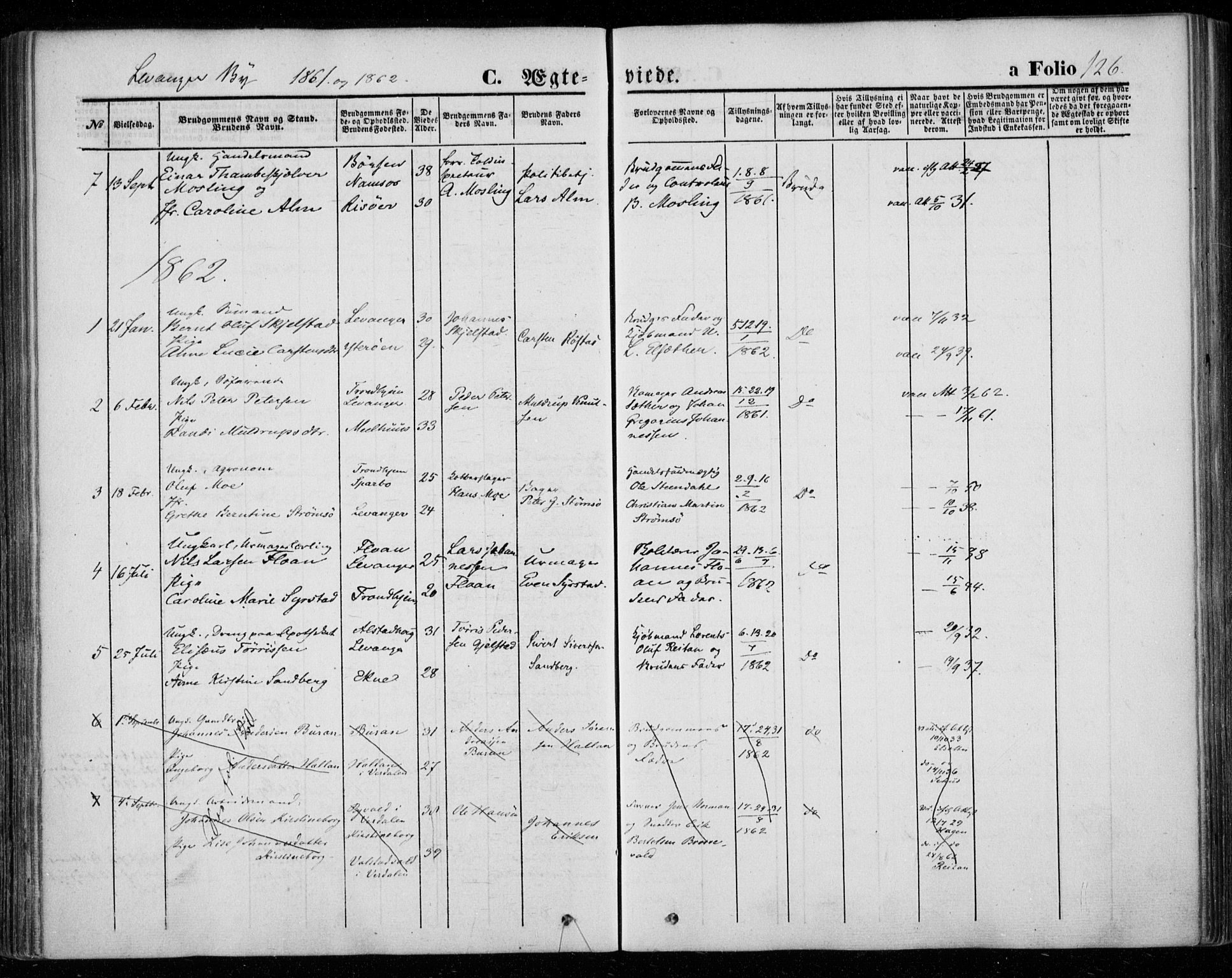Ministerialprotokoller, klokkerbøker og fødselsregistre - Nord-Trøndelag, SAT/A-1458/720/L0184: Parish register (official) no. 720A02 /1, 1855-1863, p. 126