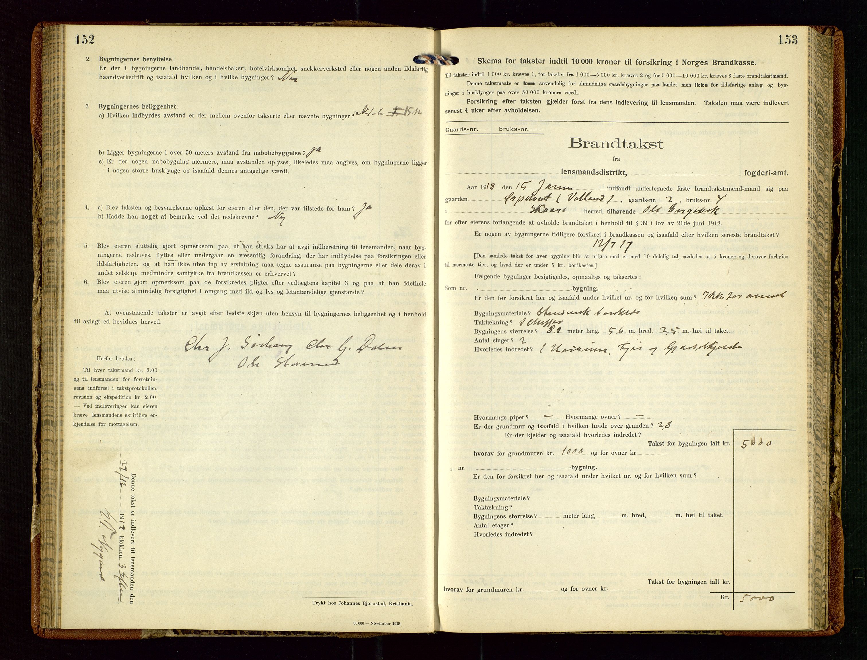 Torvestad lensmannskontor, SAST/A-100307/1/Gob/L0005: "Brandtaxationsprotokol for Torvestad Lensmannsdistrikt", 1915-1928, p. 152-153