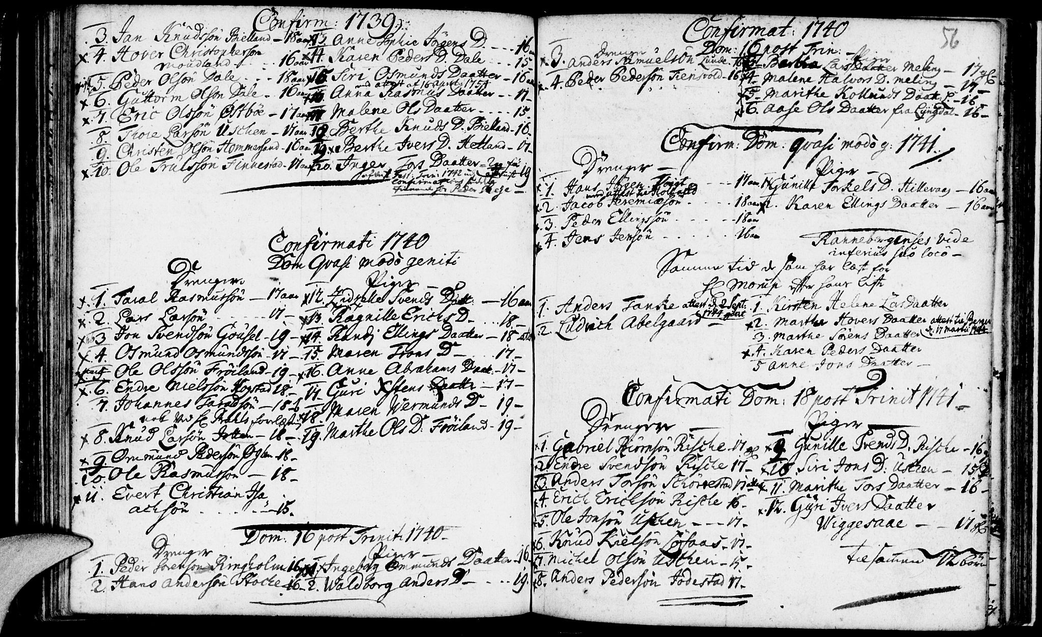 Domkirken sokneprestkontor, SAST/A-101812/001/30/30BA/L0003: Parish register (official) no. A 3 /1, 1738-1760, p. 56