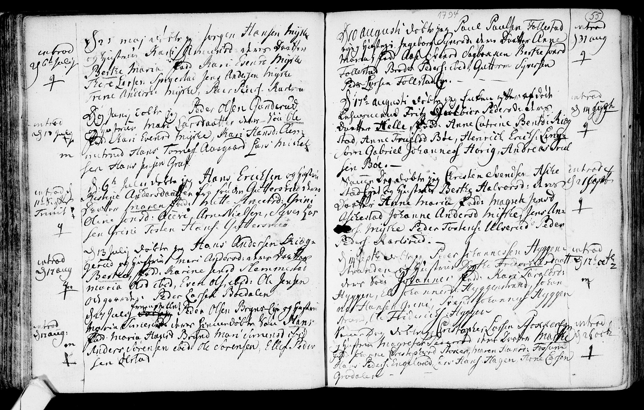 Røyken kirkebøker, SAKO/A-241/F/Fa/L0003: Parish register (official) no. 3, 1782-1813, p. 55