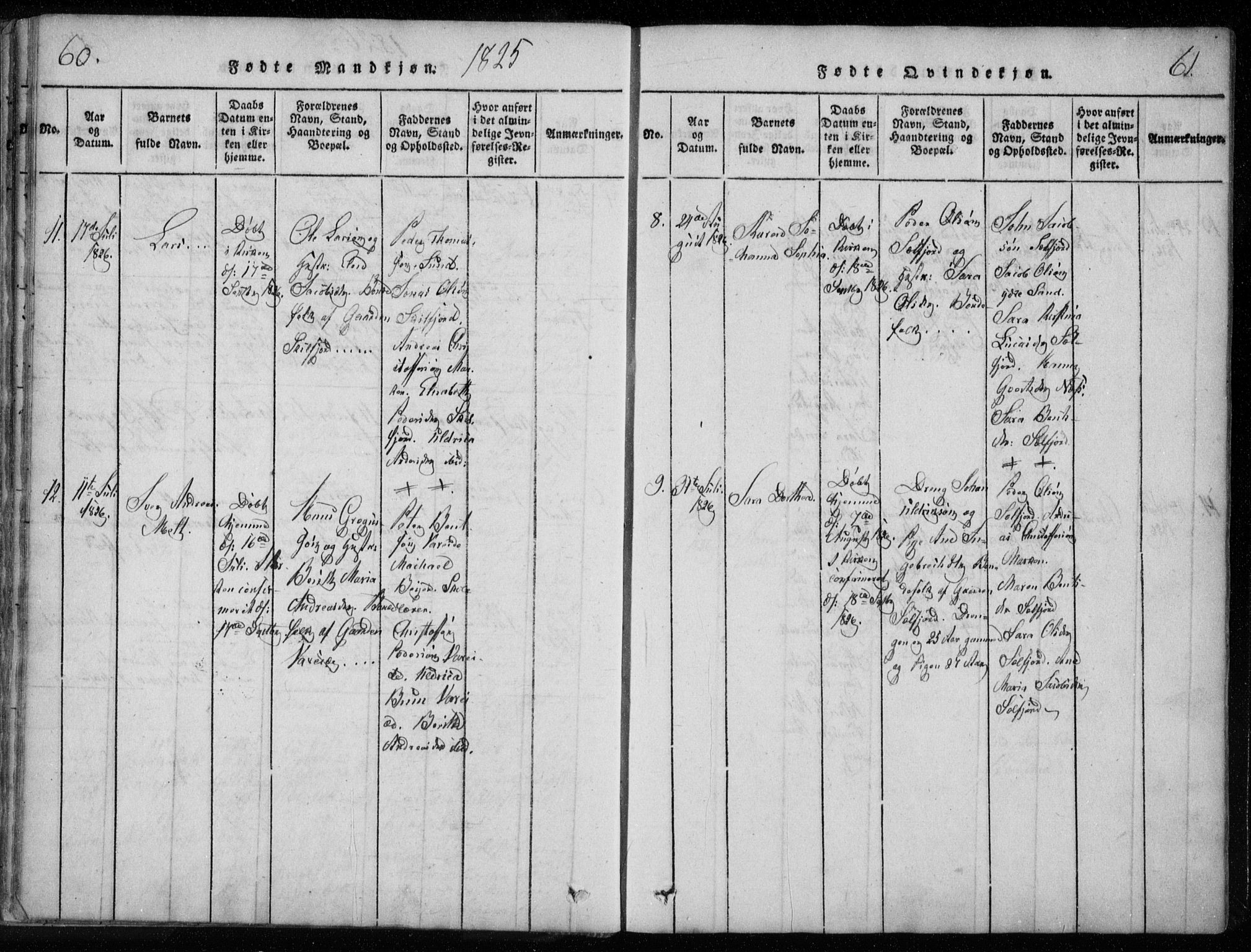 Ministerialprotokoller, klokkerbøker og fødselsregistre - Nordland, AV/SAT-A-1459/885/L1201: Parish register (official) no. 885A02, 1820-1837, p. 60-61