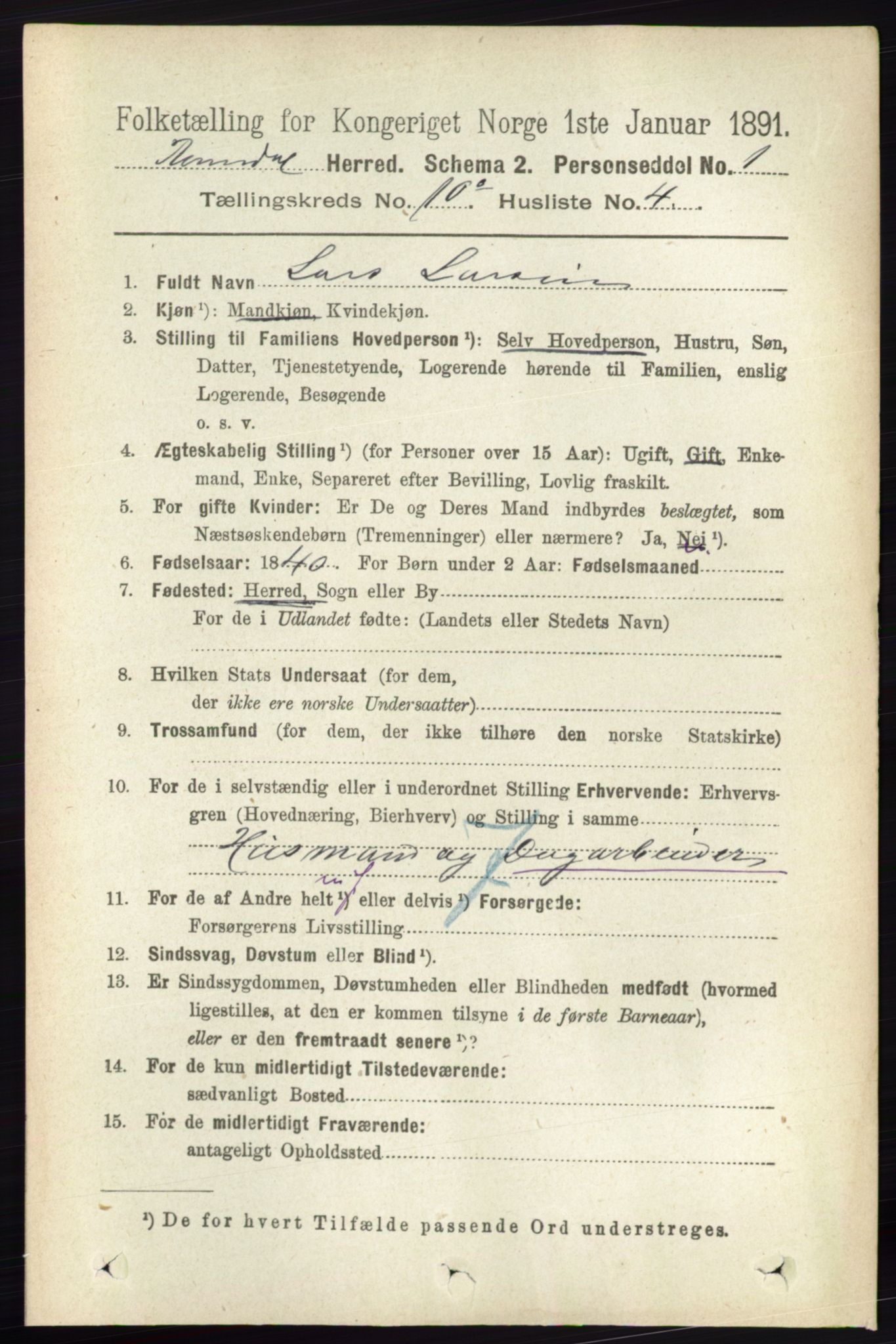 RA, 1891 census for 0416 Romedal, 1891, p. 4830