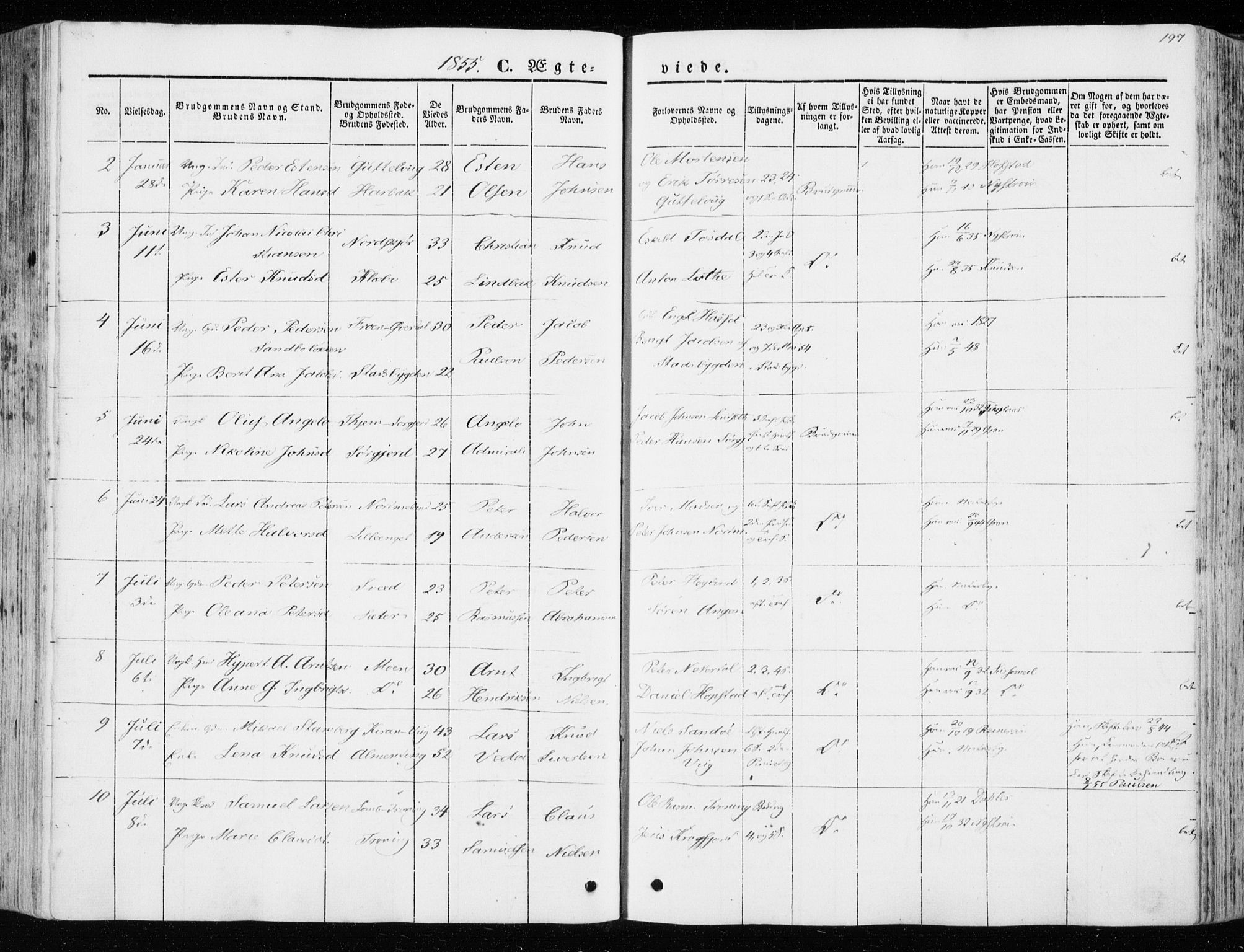 Ministerialprotokoller, klokkerbøker og fødselsregistre - Sør-Trøndelag, AV/SAT-A-1456/657/L0704: Parish register (official) no. 657A05, 1846-1857, p. 197